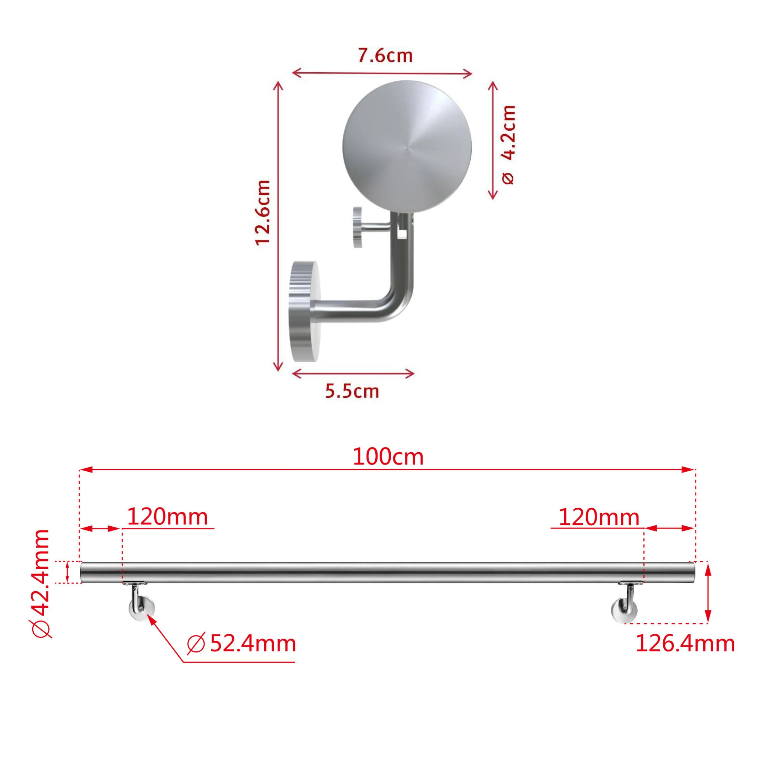 Corrimano in acciaio inox 304 spazzolato 80/100/120/150/180/200cm per interni ed esterni scale - Image 13