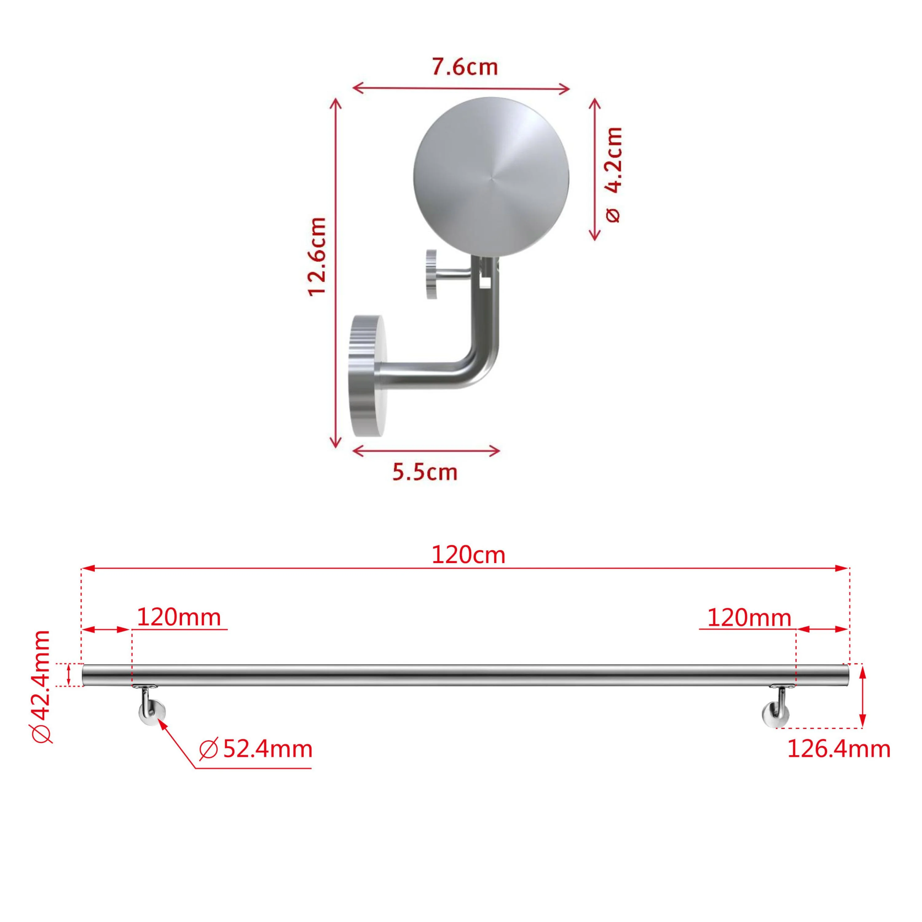 Corrimano in acciaio inox 304 spazzolato 80/100/120/150/180/200cm per interni ed esterni scale - Image 14