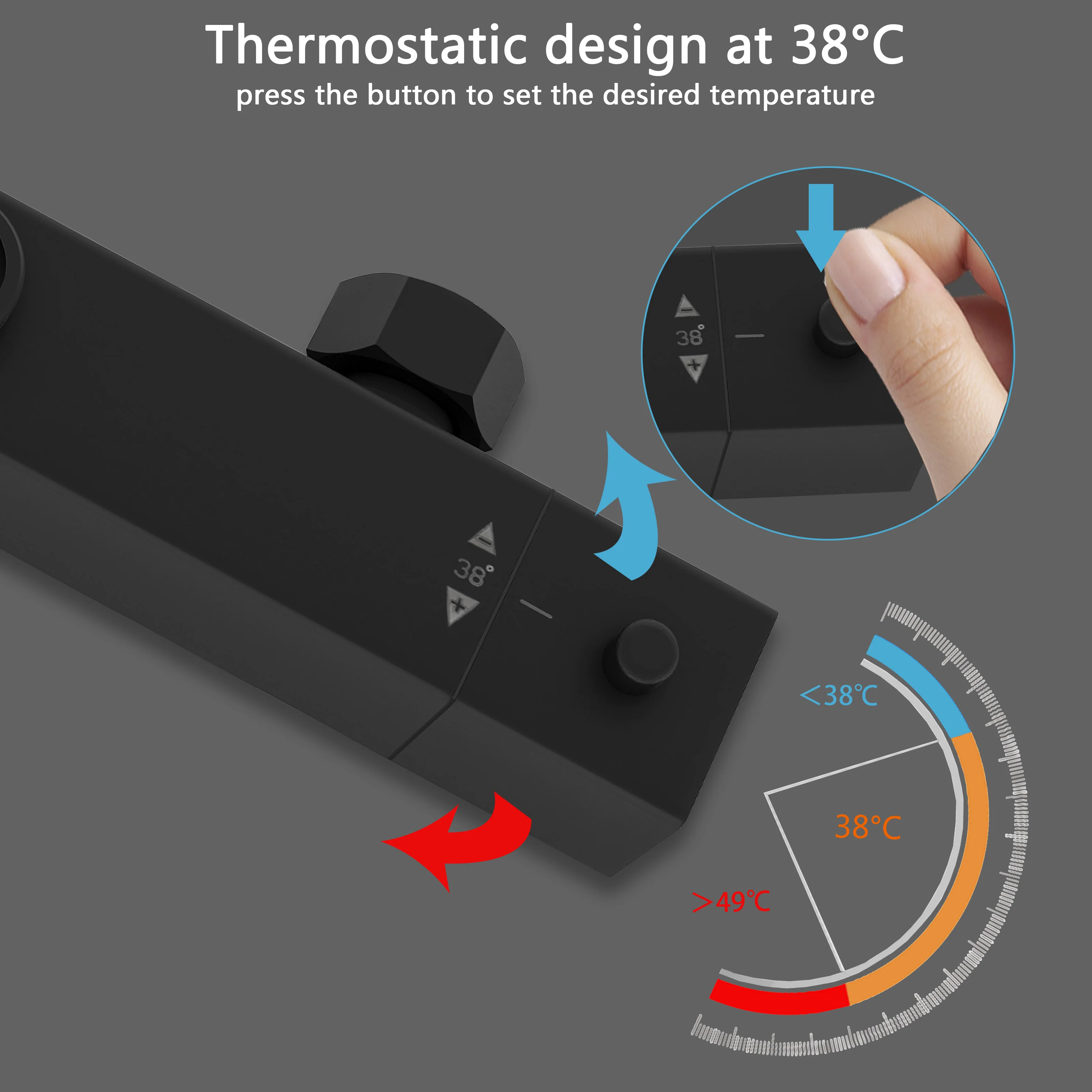Doccia AICA con miscelatore termostatico e soffione quadrato 20x20 cm in acciaio inox, regolabile in altezza, colori disponibili: cromo o nero. - Image 10