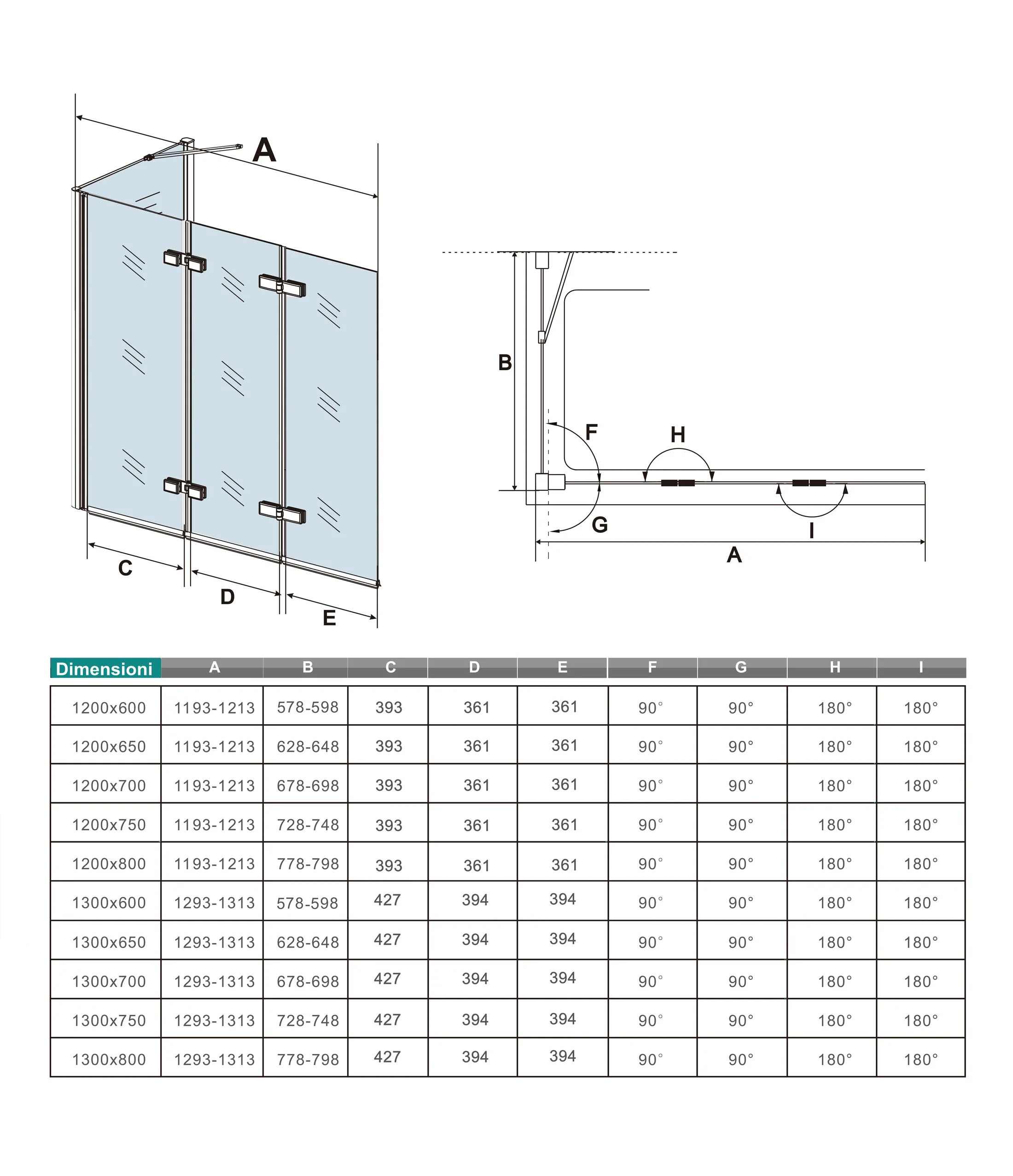 H.140cm Parete Doccia Per Vasca 130 cm 3 Ante Movibili Pieghevoli a Libro in Vetro Temperato 6mm Trasparente Anticalcare Telaio Cromo Lucido - Image 10
