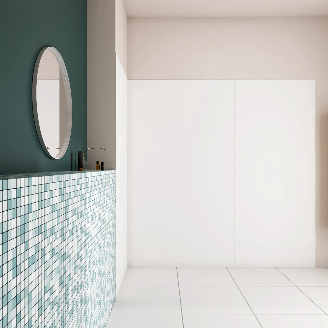 H.210cm Pannello Doccia ad Angolo Realizzato in Alluminio da 3mm con Profili Finitura Bianco Opaco per Rivestimento Parete Bagno - Image 3