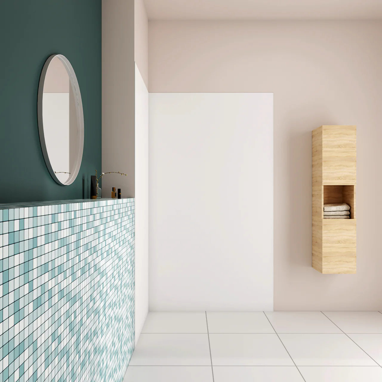 H.210cm Pannello Doccia ad Angolo Realizzato in Alluminio da 3mm con Profili Finitura Bianco Opaco per Rivestimento Parete Bagno - Image 5