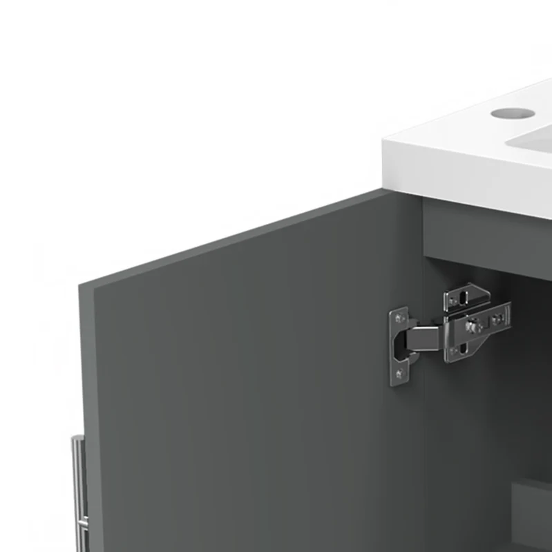 Aica Mobile Bagno Monoblocco Sospeso 44×23×60 cm per Piccoli Spazi con Maniglia e Lavabo in Alluminio - Image 10