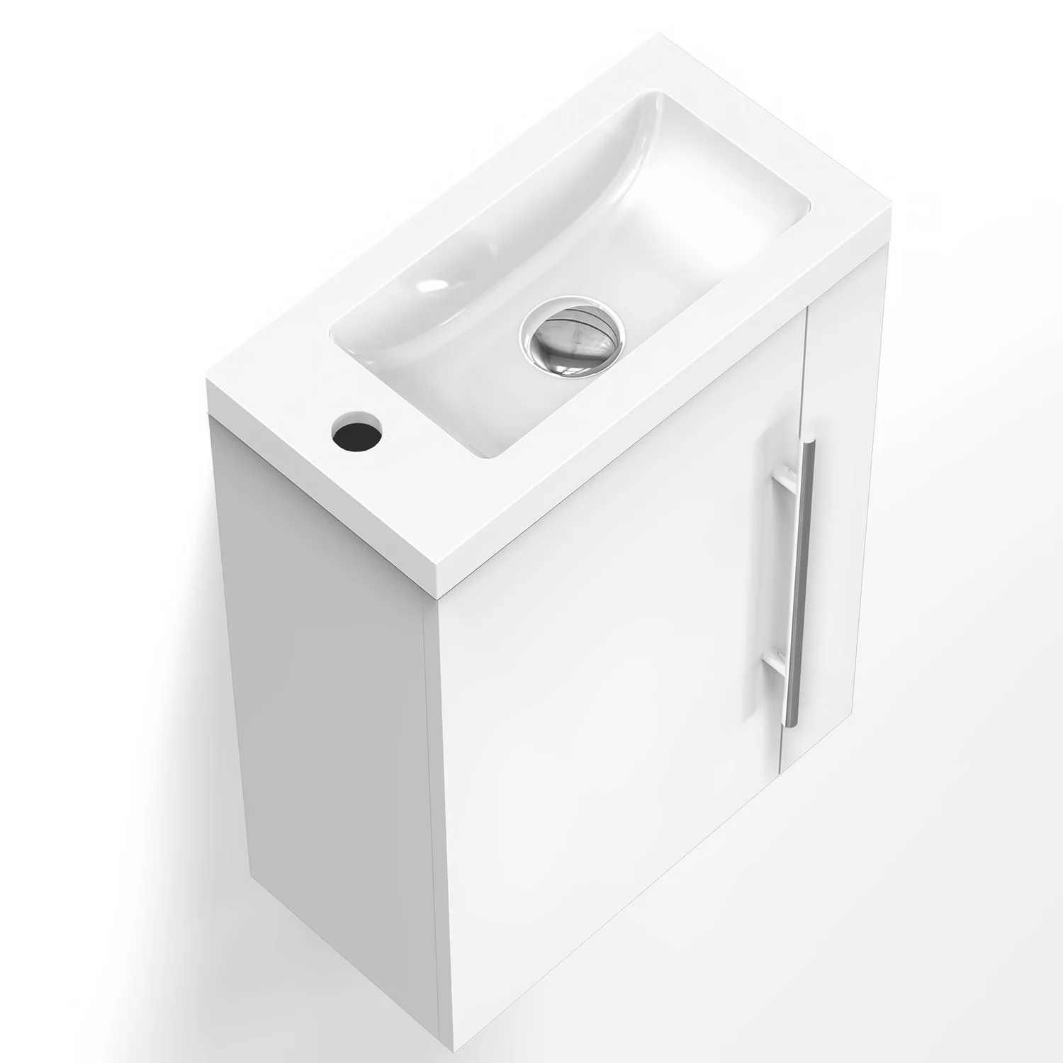 Aica Mobile Bagno Monoblocco Sospeso 44×23×60 cm per Piccoli Spazi con Maniglia e Lavabo in Alluminio - Image 23
