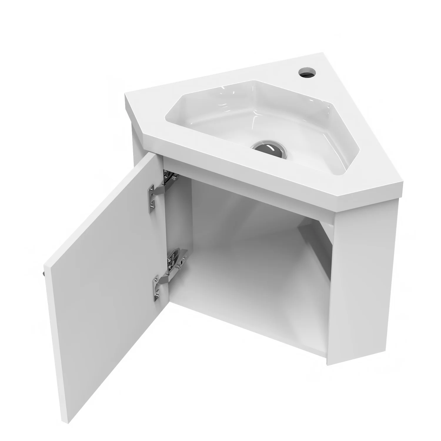 Mobile bagno triangolare sospeso Aica 40 cm con lavabo in pietra artificiale - Image 3
