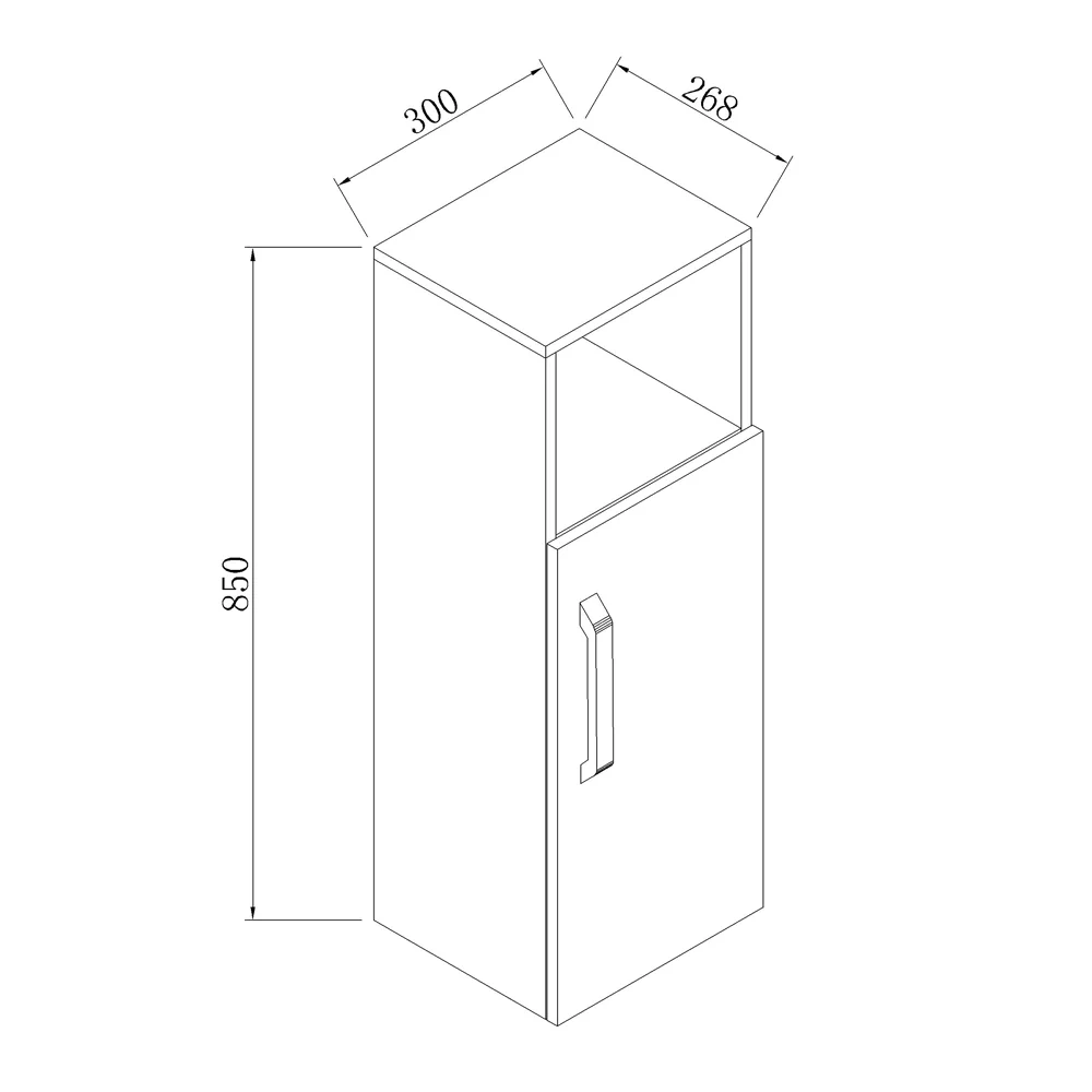Mobile da bagno bianco sospeso da 85 cm e dal pavimento al soffitto - Image 3