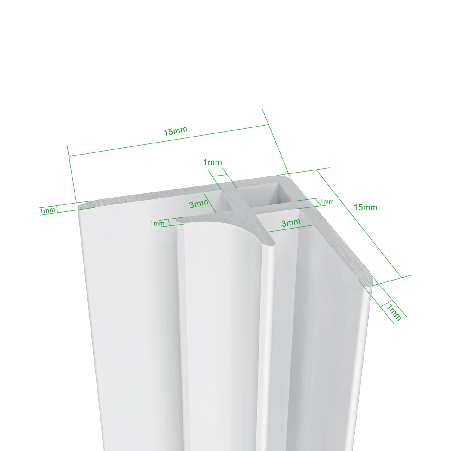 Pannello doccia angolare H.210 cm, realizzato in alluminio da 3 mm con finitura bianco Alba, adatto al rivestimento delle pareti del bagno. - Image 8