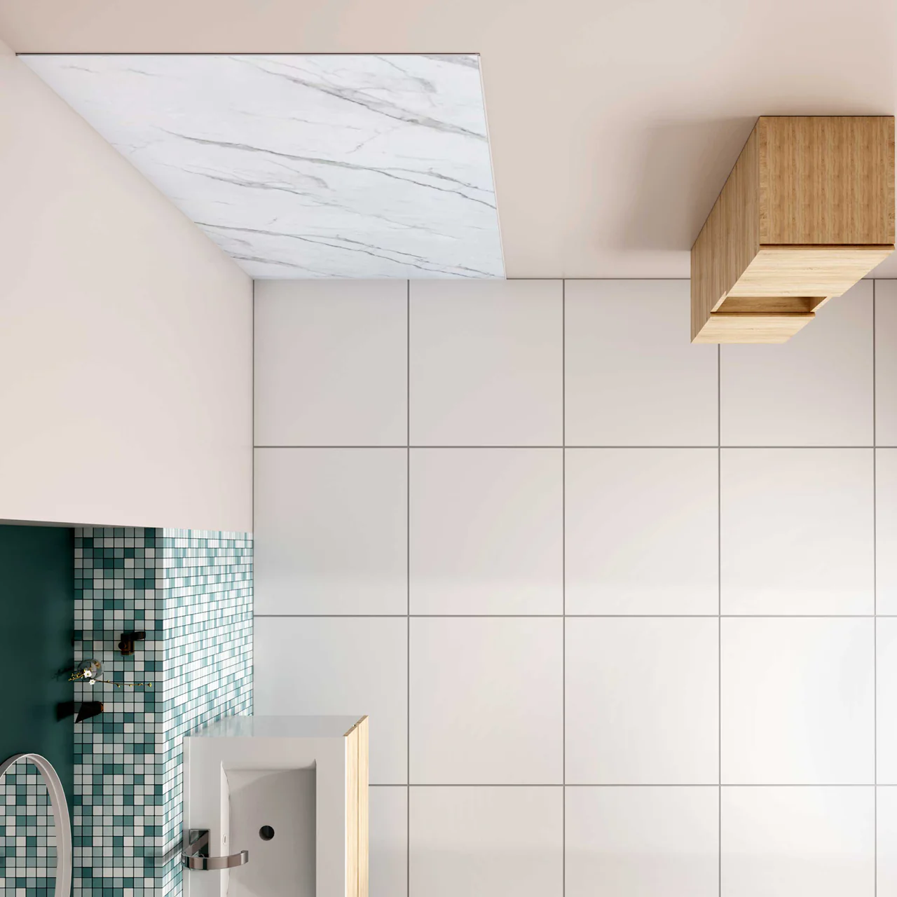 Pannello Doccia Realizzato in Alluminio Spessore 3mm con Profili Finitura Bianco Alba per Rivestimento Parete Bagno - Image 4