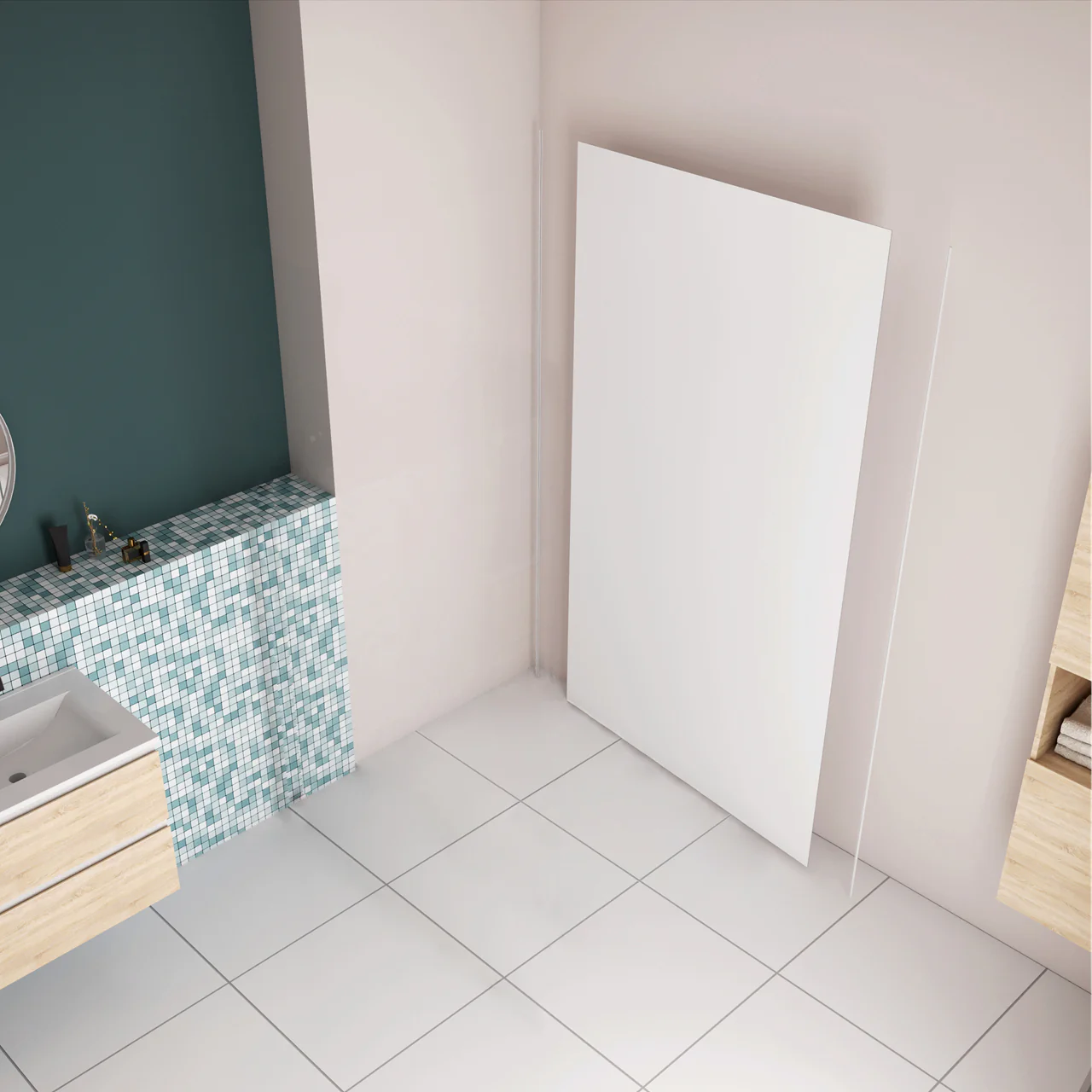 Pannello Doccia Realizzato in Alluminio Spessore 3mm con Profili Finitura Bianco Opaco per Rivestimento Parete Bagno - Image 3
