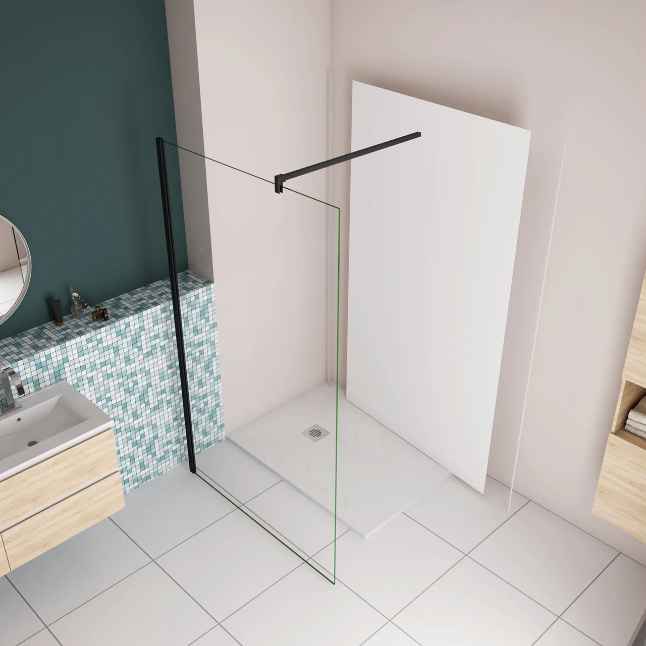 Pannello Doccia Realizzato in Alluminio Spessore 3mm con Profili Finitura Bianco Opaco per Rivestimento Parete Bagno - Image 4