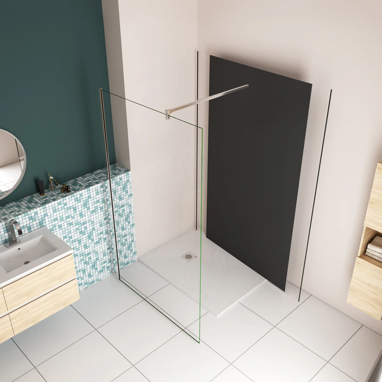 Pannello Doccia Realizzato in Alluminio Spessore 3mm con Profili Finitura Nero Opaco per Rivestimento Parete Bagno - Image 3