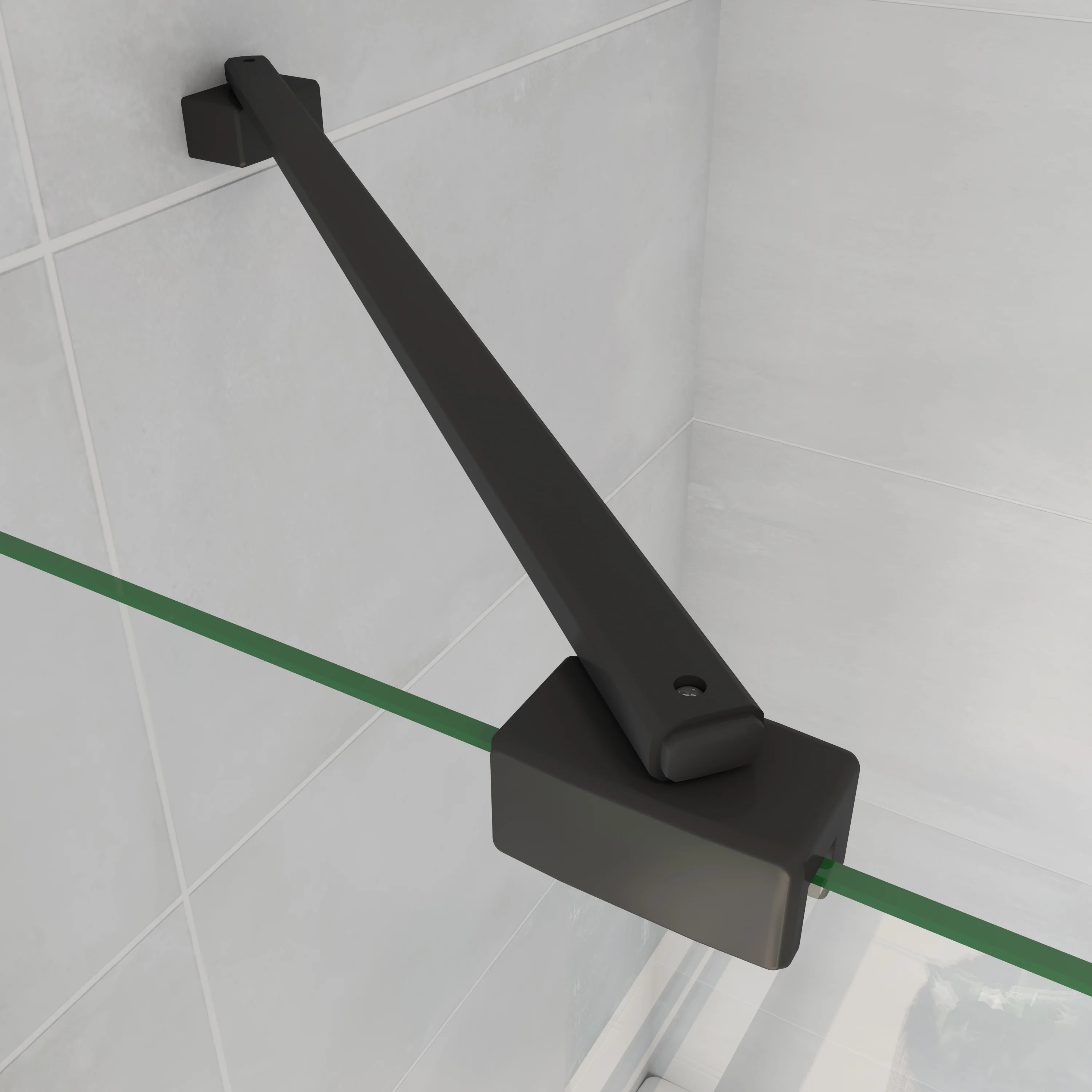 Parete Doccia Per Vasca 40-70x130 cm Sopravasca Walk in Vetro Temperato 5 mm Trasparente Anticalcare Barra Stabilizzatrice 45 cm Nero Opaco - Image 4