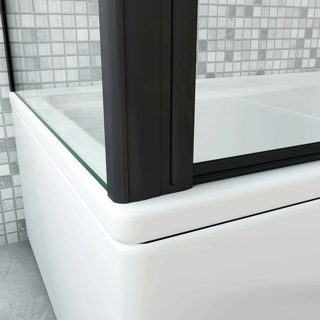 Parete Doccia Per Vasca con Lato Fisso 130x65/70/75 cm H.140 cm 3 Ante Movibili Pieghevoli a Libro in Vetro Temperato 6 mm Trasparente Anticalcare Telaio Nero Opaco - Image 6