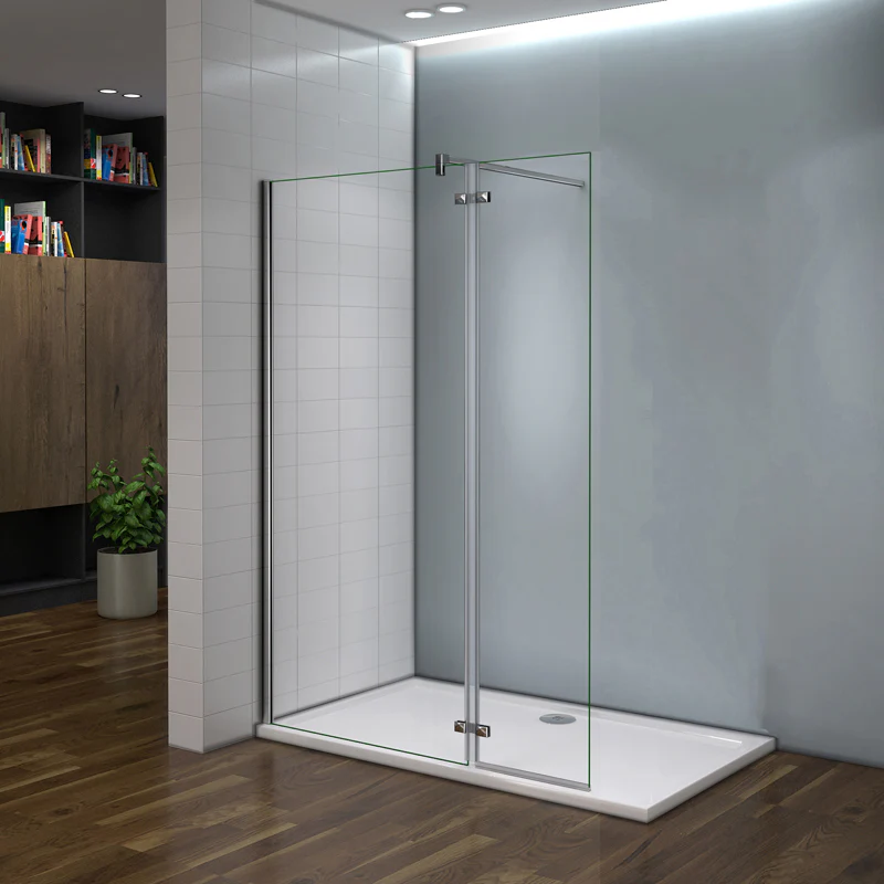 Parete doccia walk-in alta 200 cm con pannello rimovibile da 40 cm, barra stabilizzatrice in vetro temperato trasparente anticalcare da 8 mm o senza barra stabilizzatrice - Image 2