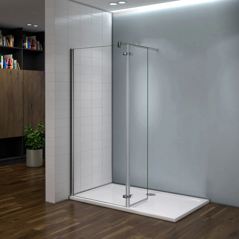 Parete doccia walk-in alta 200 cm con pannello rimovibile da 40 cm, barra stabilizzatrice in vetro temperato trasparente anticalcare da 8 mm o senza barra stabilizzatrice - Image 3