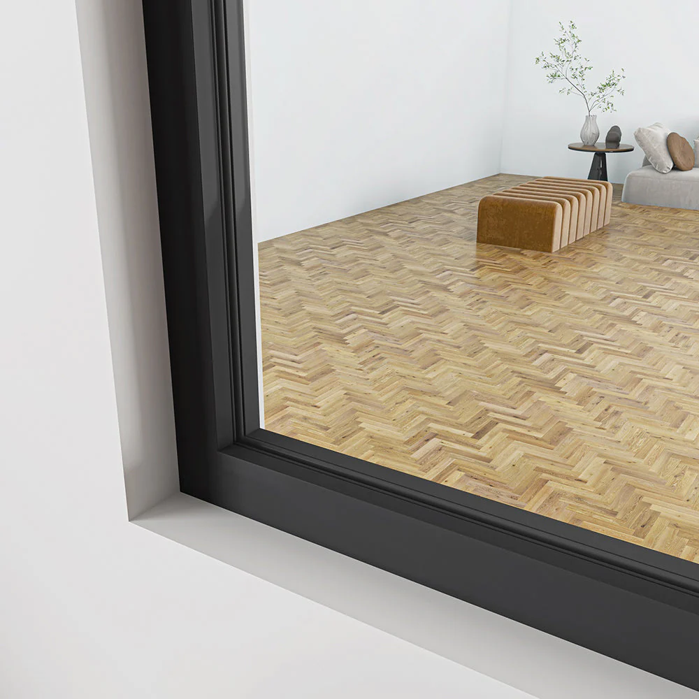 Parete Vetrata Interna 93x108cm in Vetro Temperato Trasparente da 4mm 3 Lastre Corniciate Profilo Nero Opaco Divisorio da Casa - Image 4