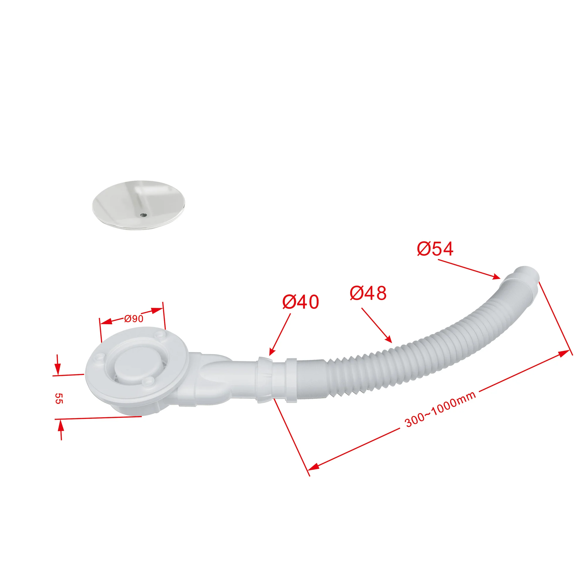 Piatto Doccia Bianco Spessore di 3 cm in Pietra Artificiale e Resina Minerale Mista Piletta Extra Piatta Sottile e Tubo inclusi - Image 10