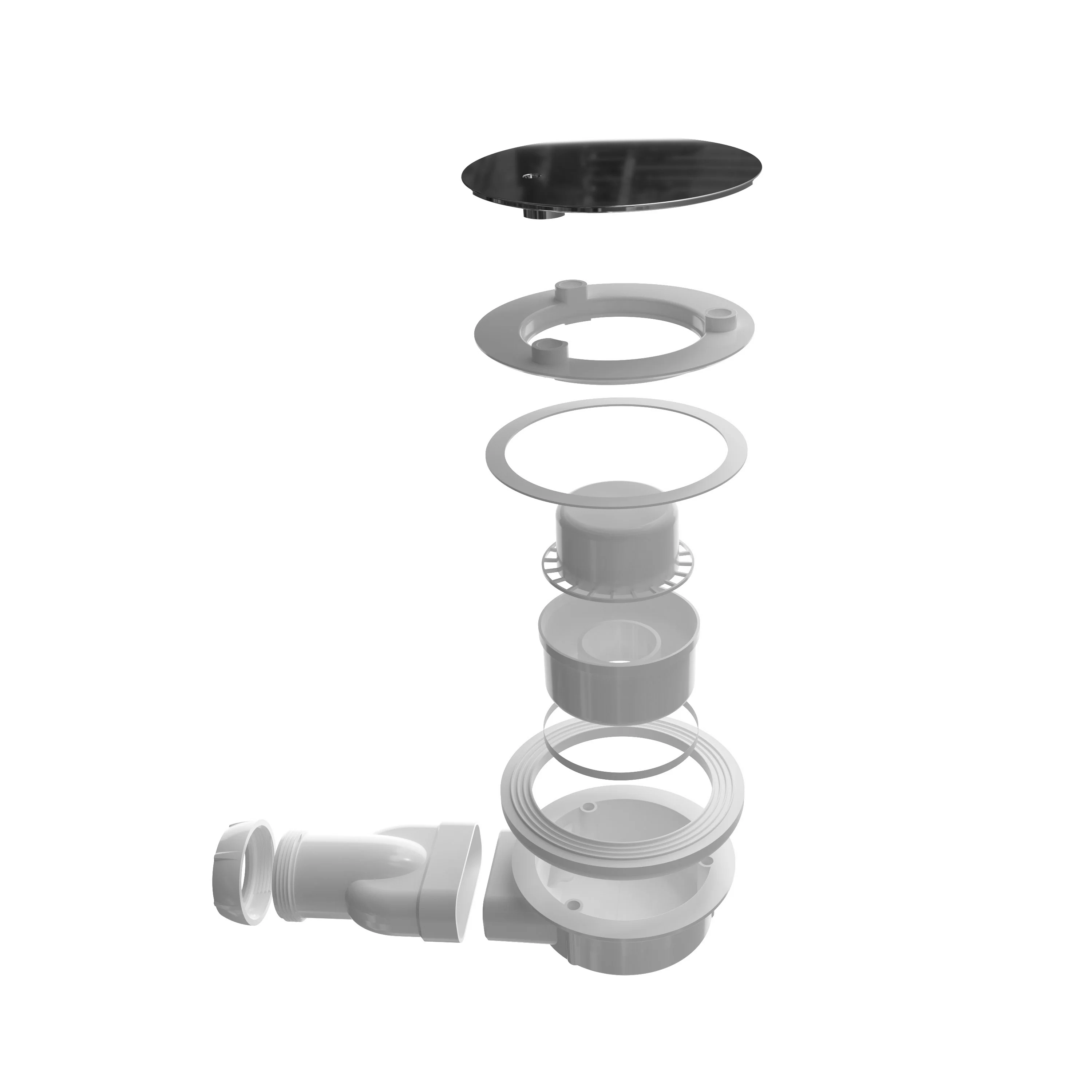 Piletta doccia sifone bianca extra sottile per piatti doccia diametro 90 mm coperchio in ABS cromato - Image 3