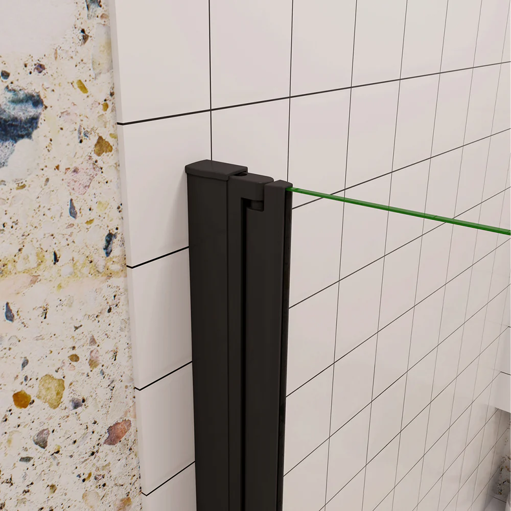 Porta Doccia per Nicchia Battente Pieghevole in Vetro Temperato Trasparente 5mm Anticalcare Telaio Nero Opaco Piatto Doccia incluso - Image 6