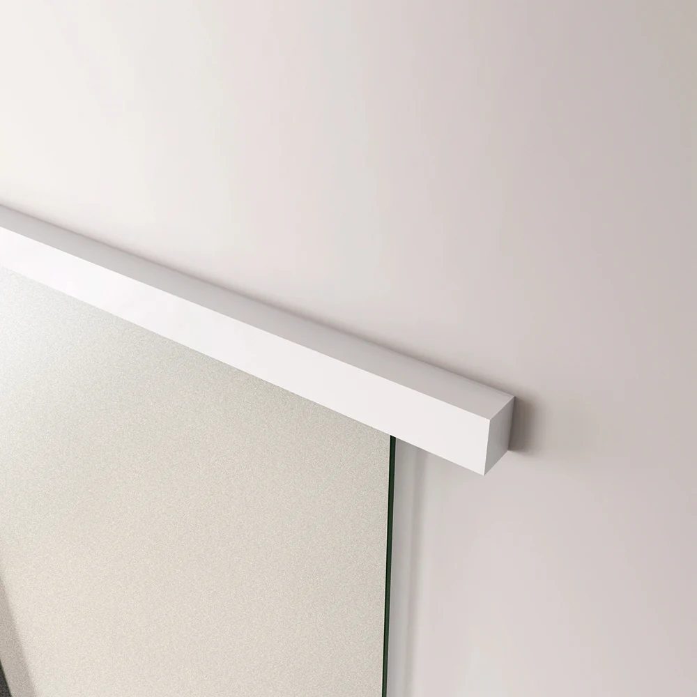 Porta Scorrevole in Vetro da 8mm Temperato Opaco con Pellicola Anti-frantumi con Binario in Alluminio Bianco Verniciato Altezza 225cm - Image 5