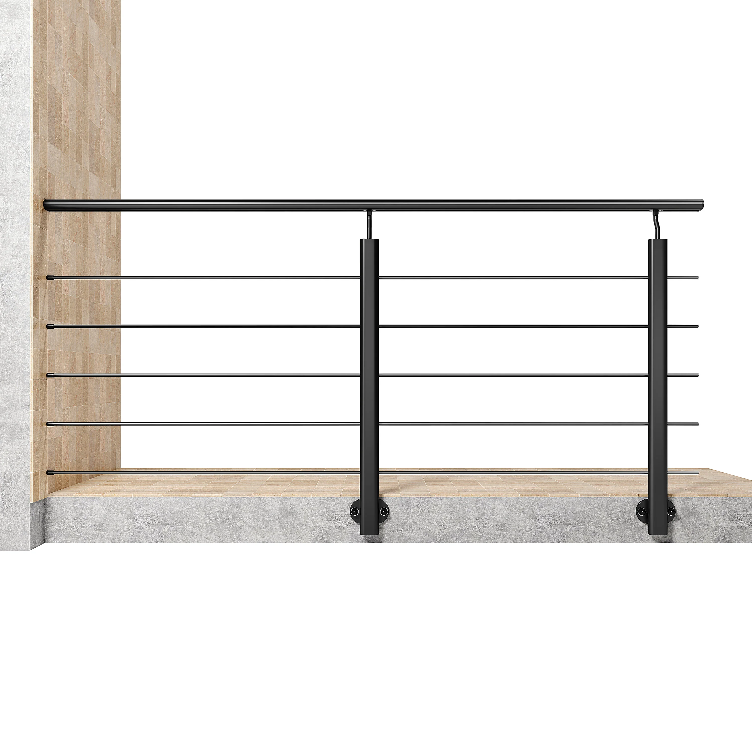 Ringhiera Parapetto in Alluminio Nero Opaco o Argento Opaco L. 100/150/200 cm a Montaggio a Parete, con supporto di collegamento a Parete - Image 16