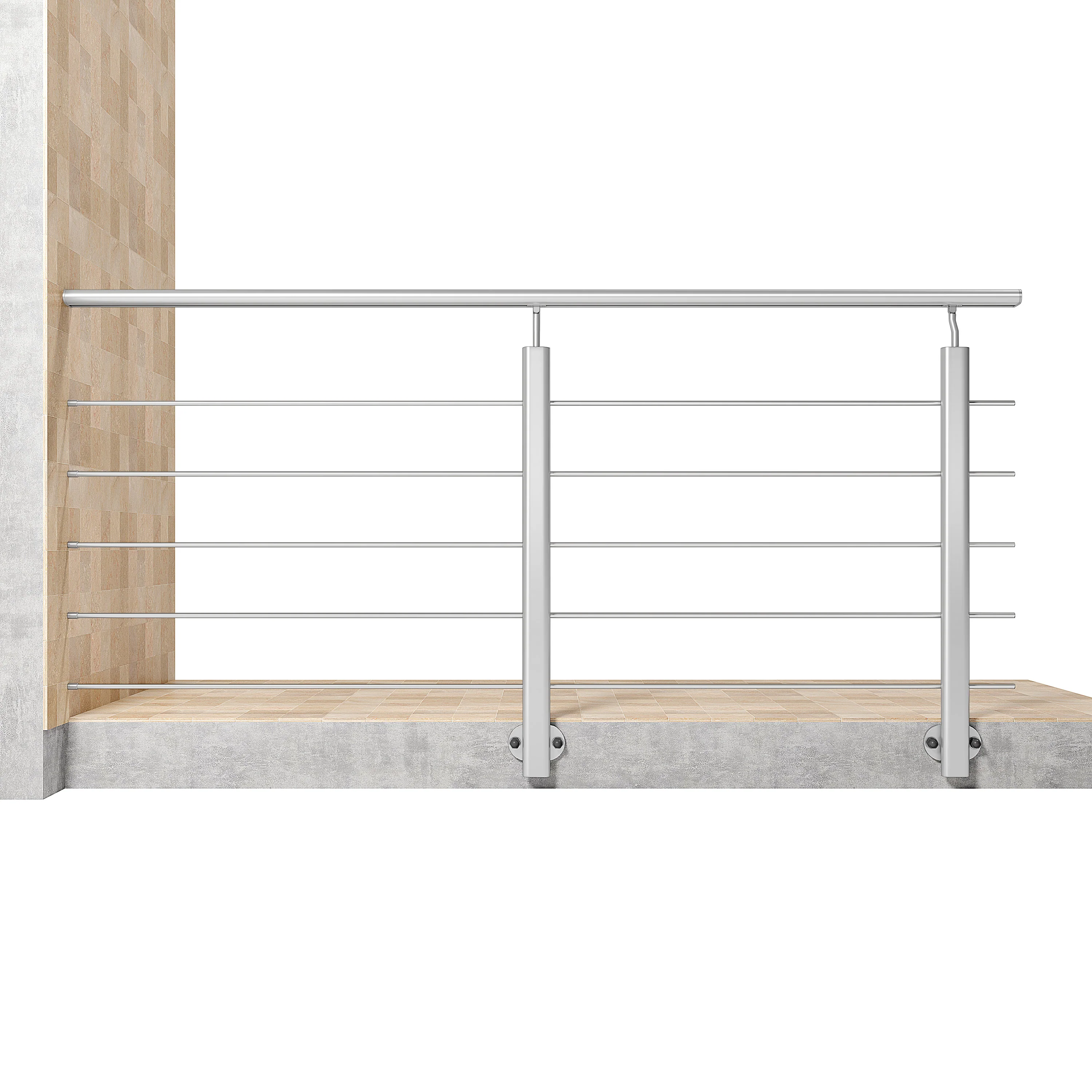 Ringhiera Parapetto in Alluminio Nero Opaco o Argento Opaco L. 100/150/200 cm a Montaggio a Parete, con supporto di collegamento a Parete - Image 19