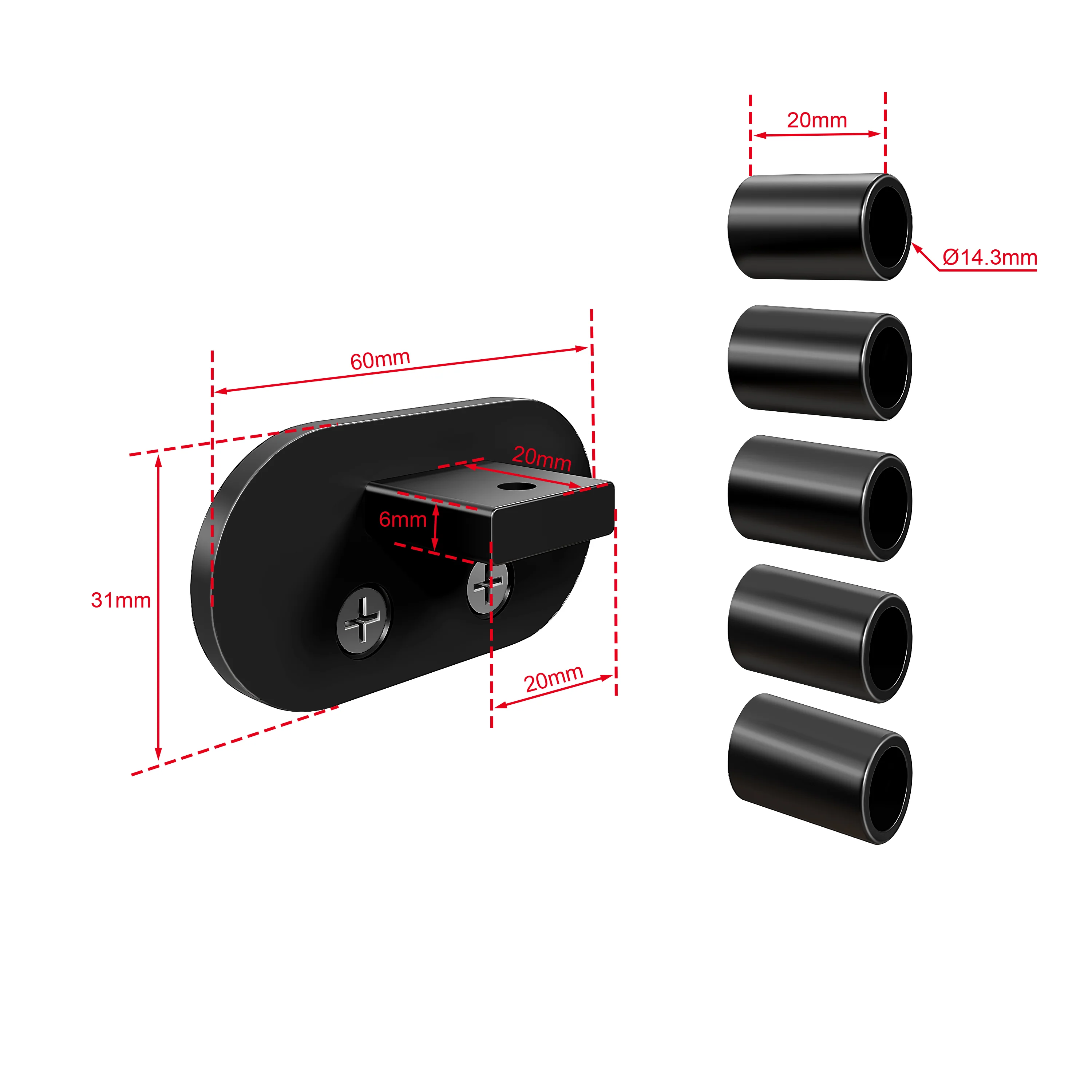 Ringhiera Parapetto in Alluminio Nero Opaco o Argento Opaco L. 100/150/200 cm a Montaggio a Parete, con supporto di collegamento a Parete - Image 7