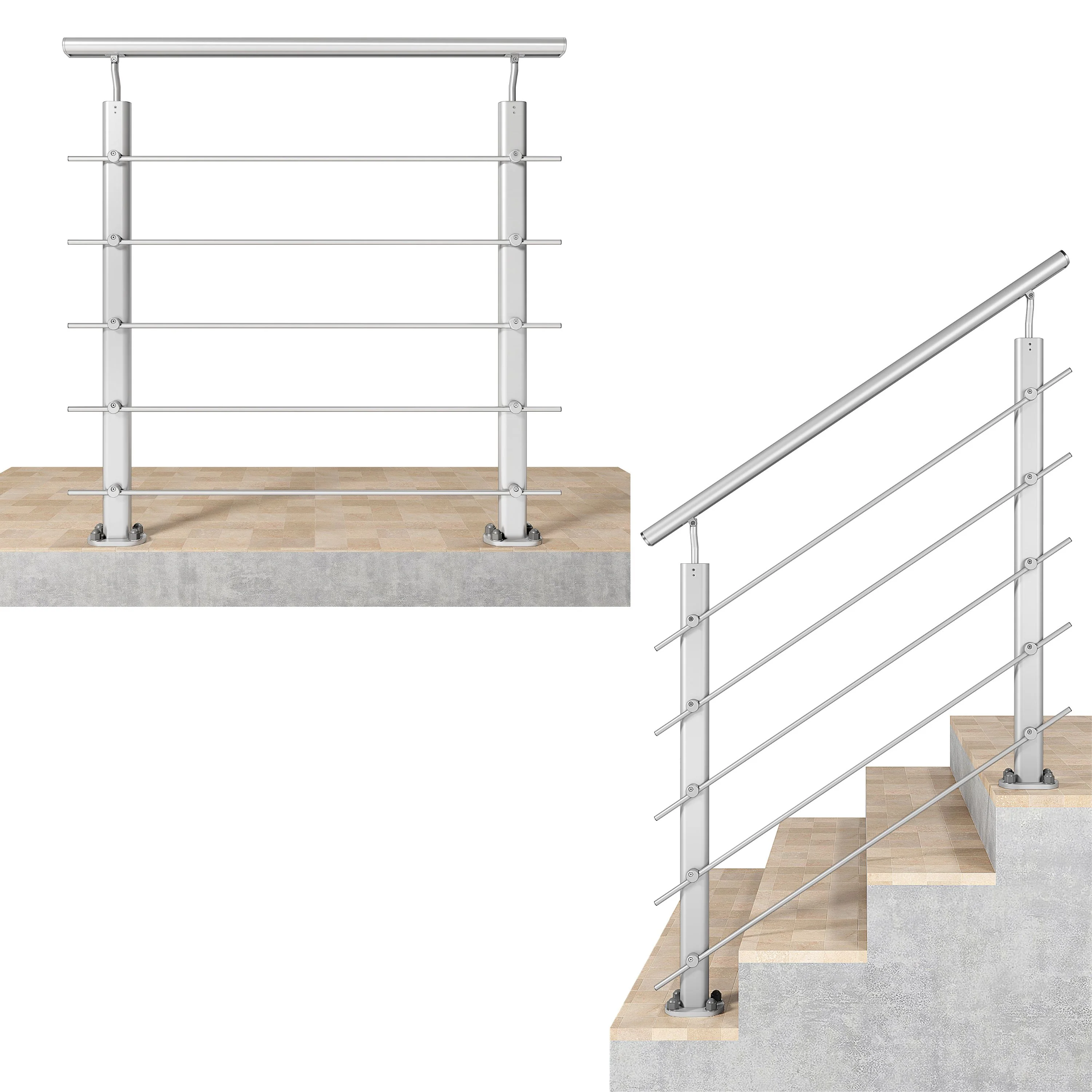 Ringhiera Parapetto in Alluminio Argento o Nero Opaco — Disponibile in 3 Misure: L. 100/150/200 cm — Montaggio a Pavimento per Interni ed Esterni - Image 14