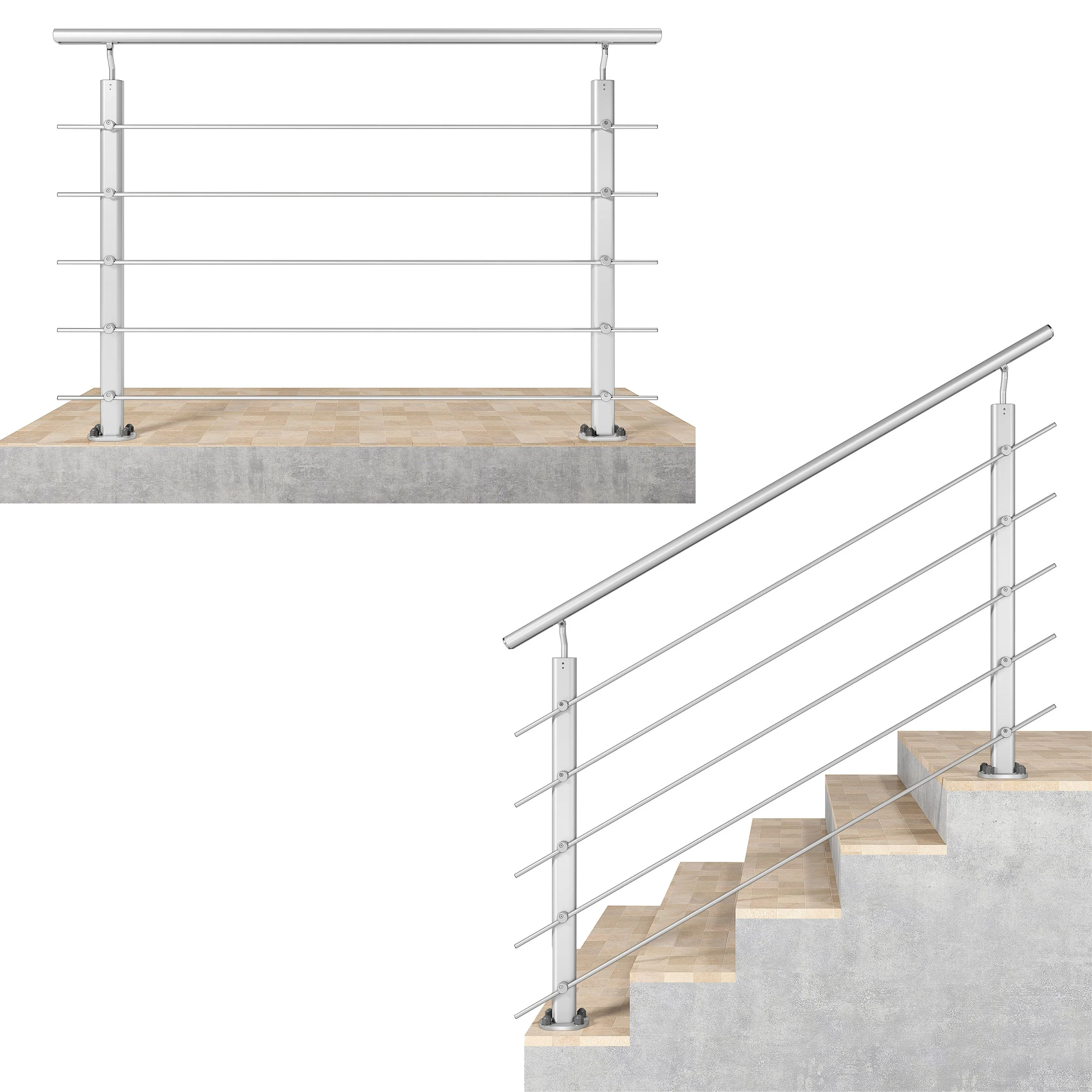 Ringhiera Parapetto in Alluminio Argento o Nero Opaco — Disponibile in 3 Misure: L. 100/150/200 cm — Montaggio a Pavimento per Interni ed Esterni - Image 15