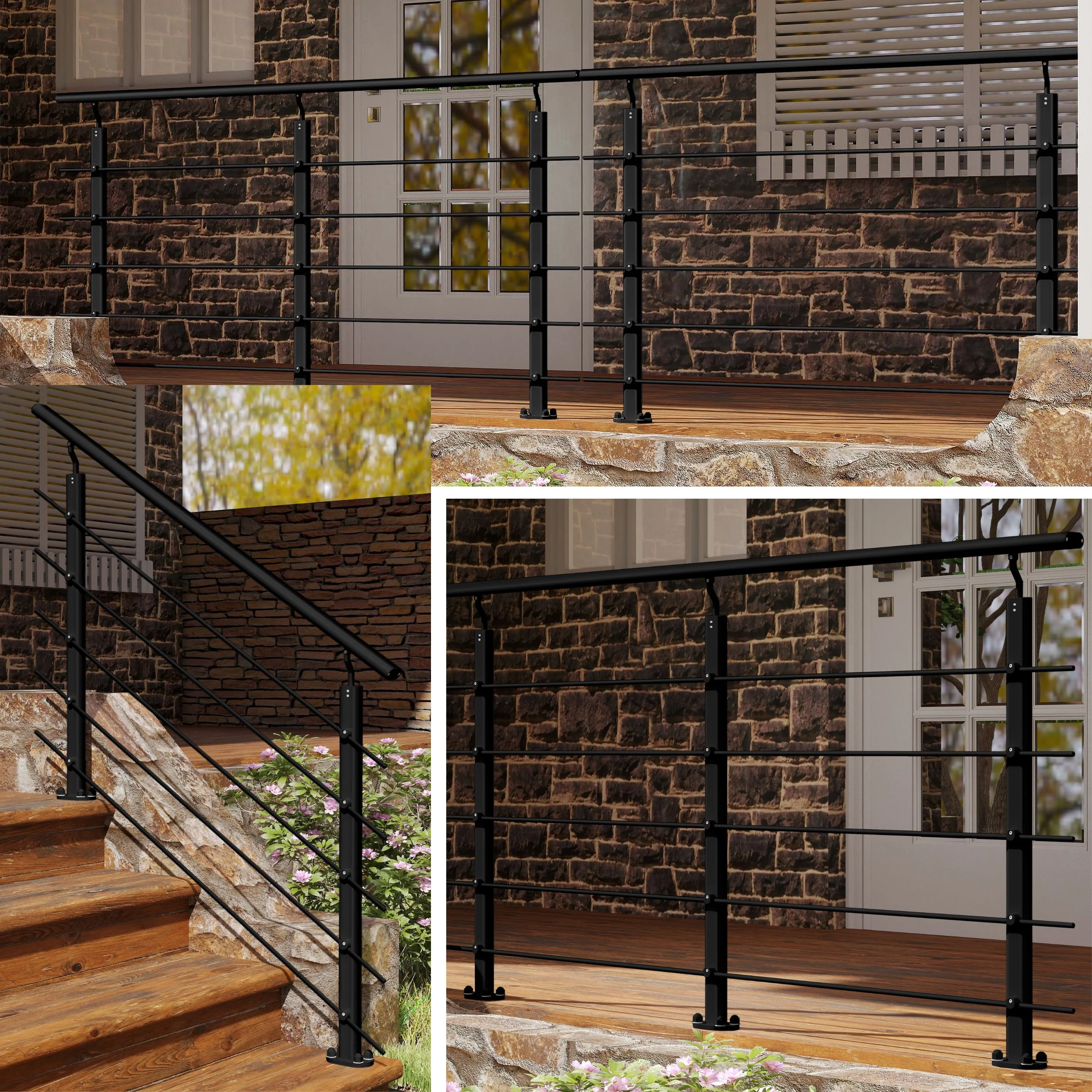 Ringhiera Parapetto in Alluminio Argento o Nero Opaco — Disponibile in 3 Misure: L. 100/150/200 cm — Montaggio a Pavimento per Interni ed Esterni - Image 4