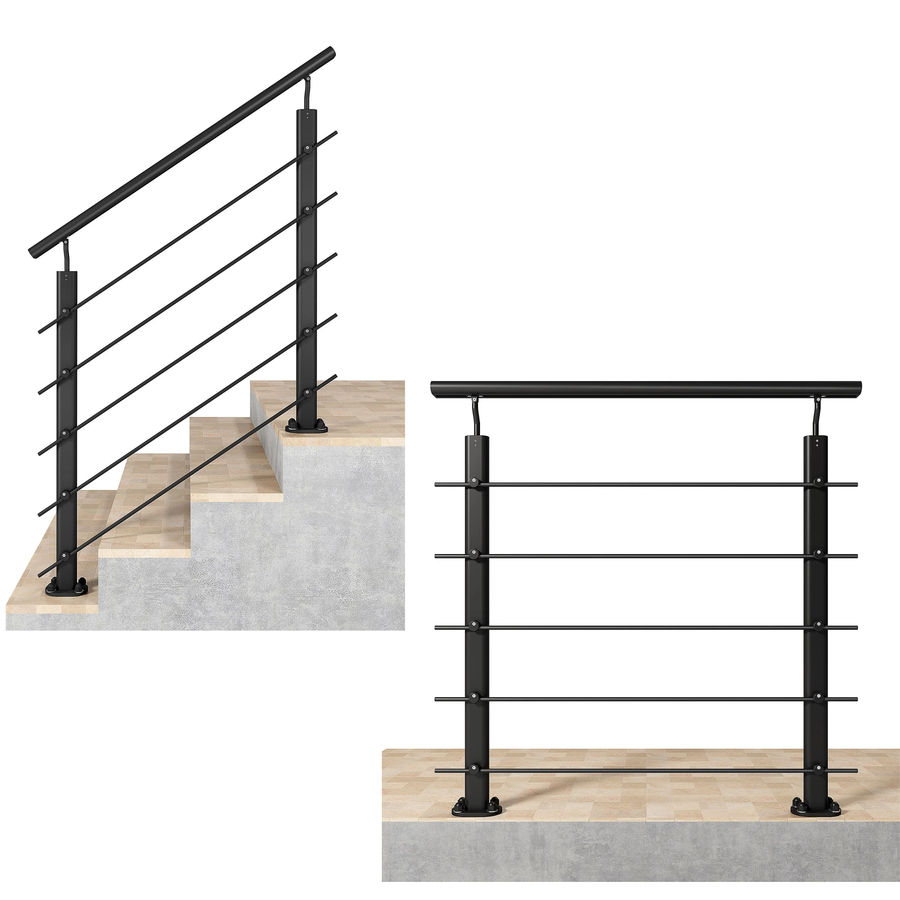 Ringhiera Parapetto in Alluminio Argento o Nero Opaco — Disponibile in 3 Misure: L. 100/150/200 cm — Montaggio a Pavimento per Interni ed Esterni - Image 5