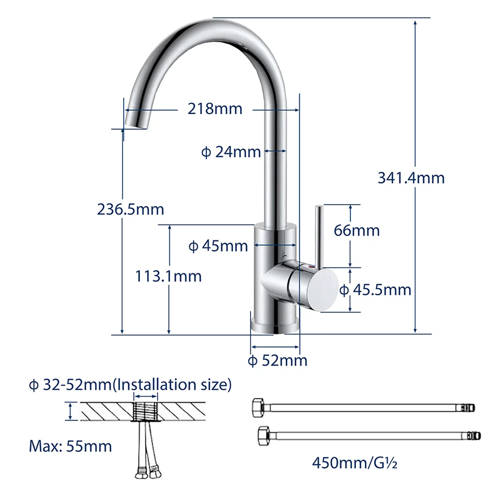Rubinetto da Cucina, Miscelatore Monocomando per Lavello, Miscelatore Monocomando per Lavello in Acciaio Inox, Ruotabile di 360° - Image 3