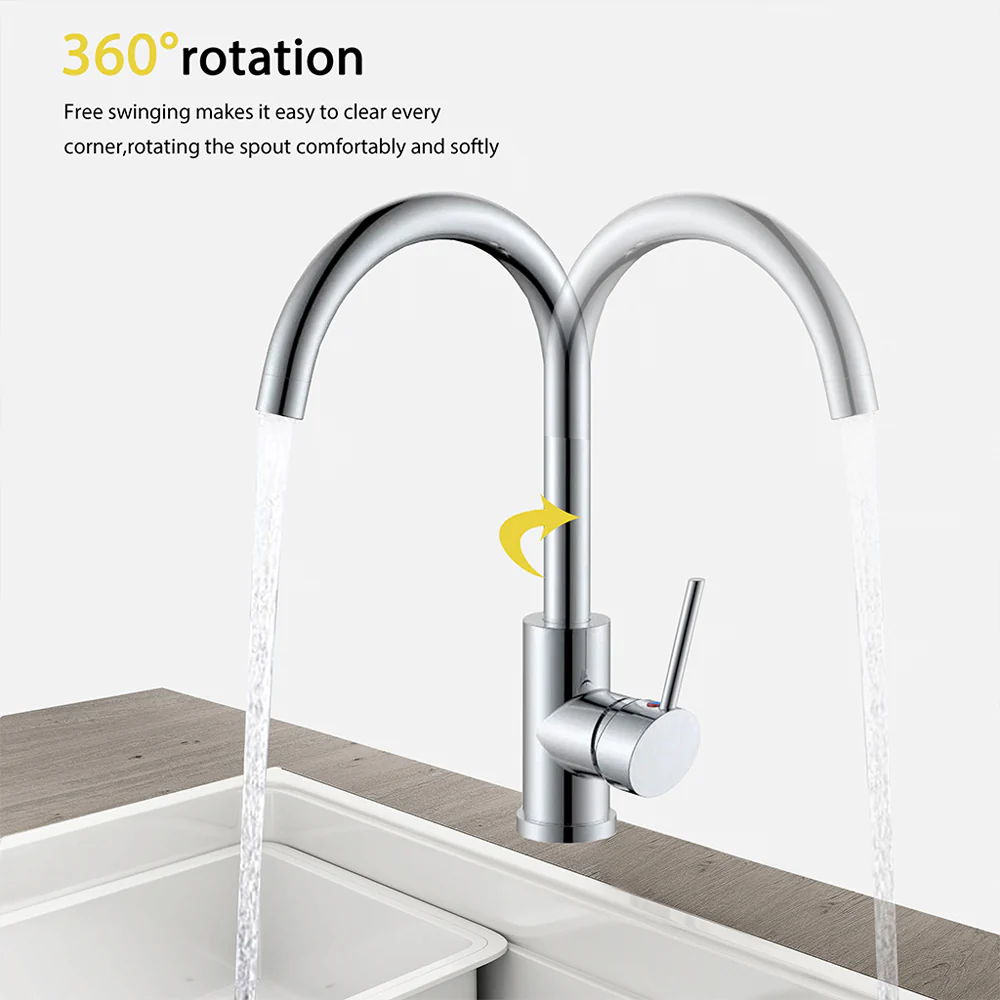 Rubinetto da Cucina, Miscelatore Monocomando per Lavello, Miscelatore Monocomando per Lavello in Acciaio Inox, Ruotabile di 360° - Image 5