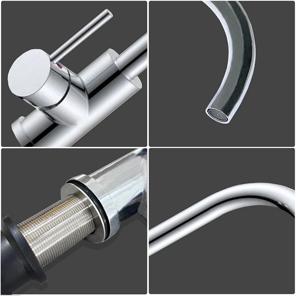 Rubinetto da Cucina, Miscelatore Monocomando per Lavello, Miscelatore Monocomando per Lavello in Acciaio Inox, Ruotabile di 360° - Image 6