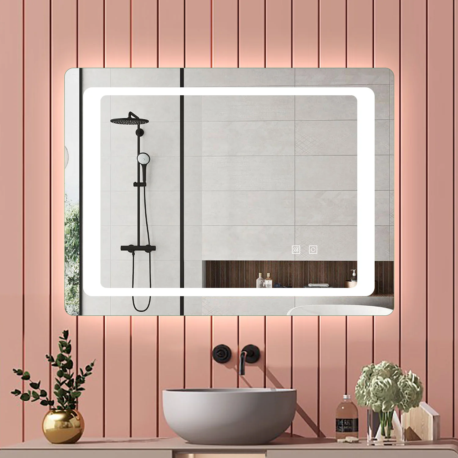 Aica 90×65cm Specchio da Bagno LED Quadrato, Anti Nebbia, Doppio Controllo Intelligente - Image 11
