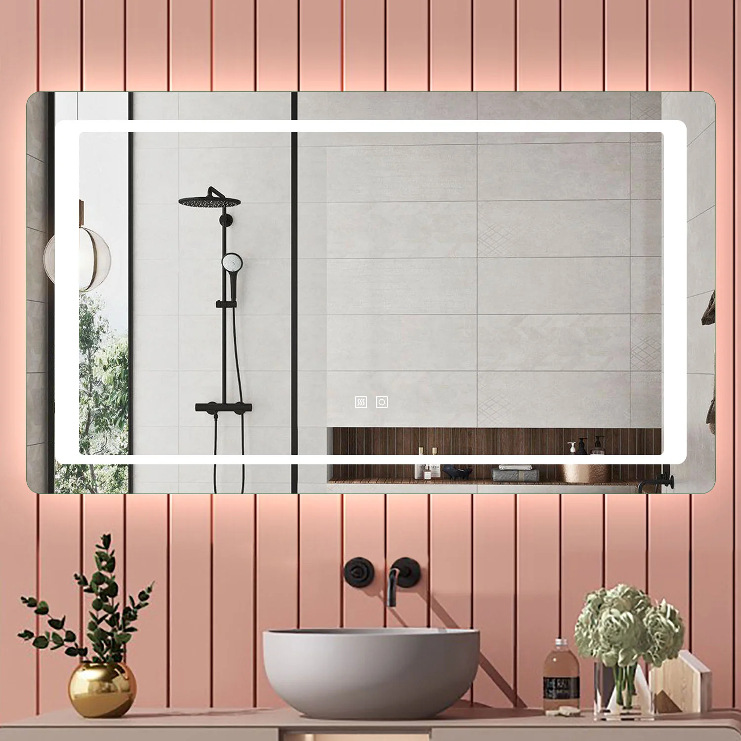 Aica 90×65cm Specchio da Bagno LED Quadrato, Anti Nebbia, Doppio Controllo Intelligente - Image 13