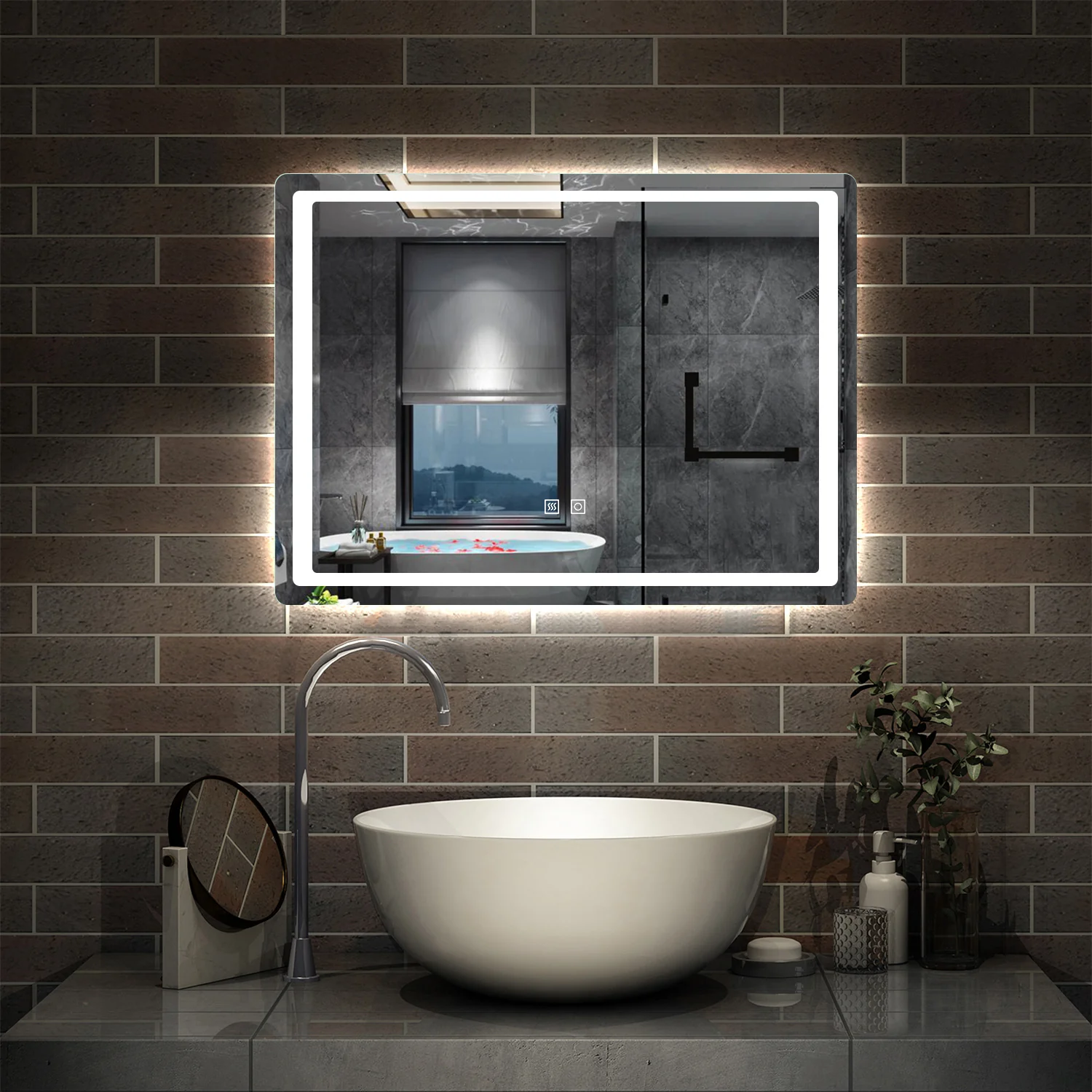 Aica 90×65cm Specchio da Bagno LED Quadrato, Anti Nebbia, Doppio Controllo Intelligente - Image 9