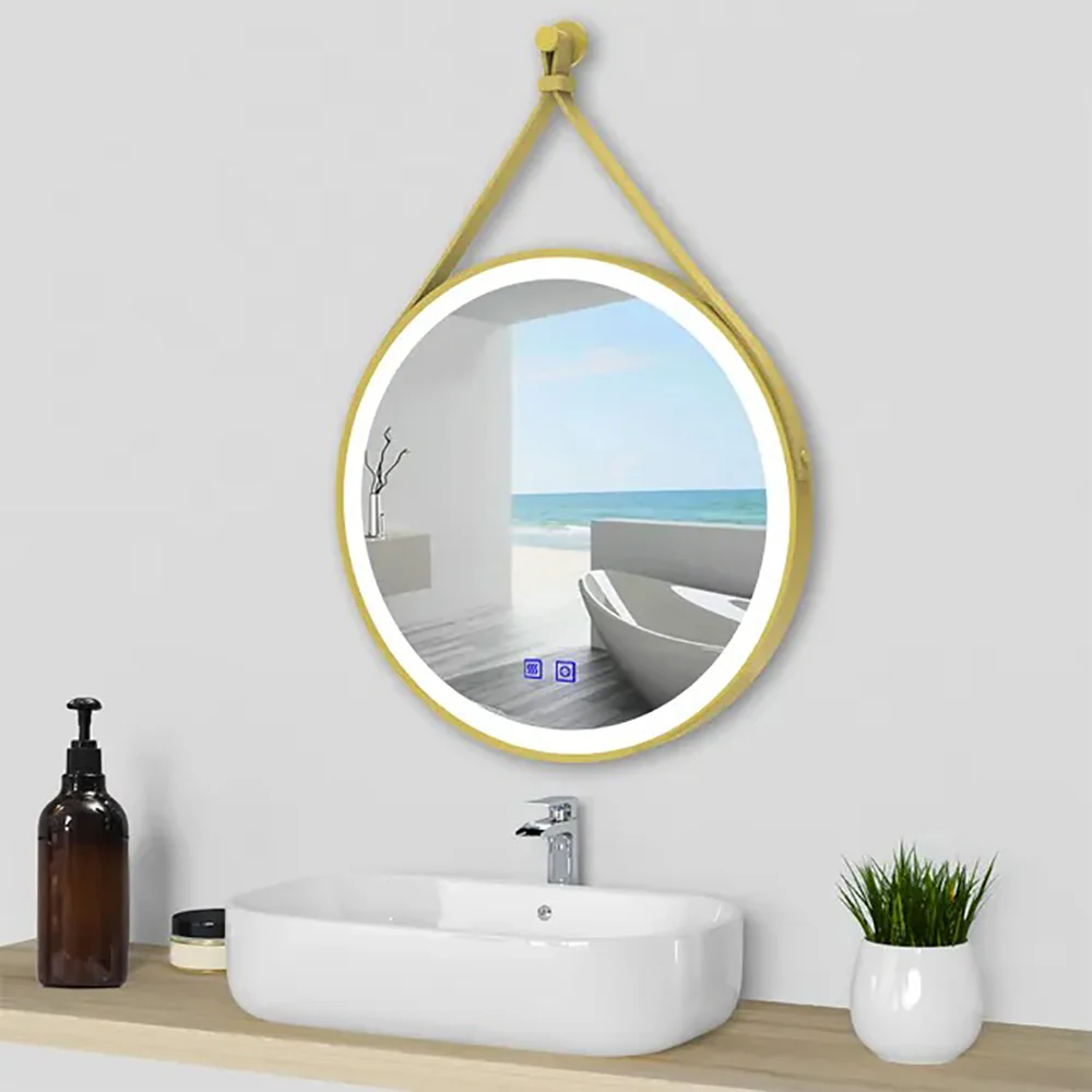 AICA Specchio da bagno rotondo con LED con antiappannamento, 3 temperature di colore e memoria per interruzione di corrente