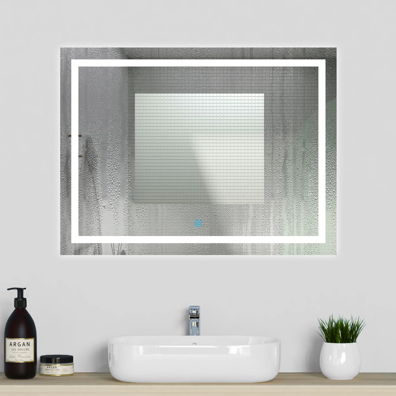 Aica Specchio da Bagno Rettangolare a LED Specchio da Toeletta Specchio da Parete, Luce Bianca 6000K, Anti-fog, Tocco,IP44 - Image 2