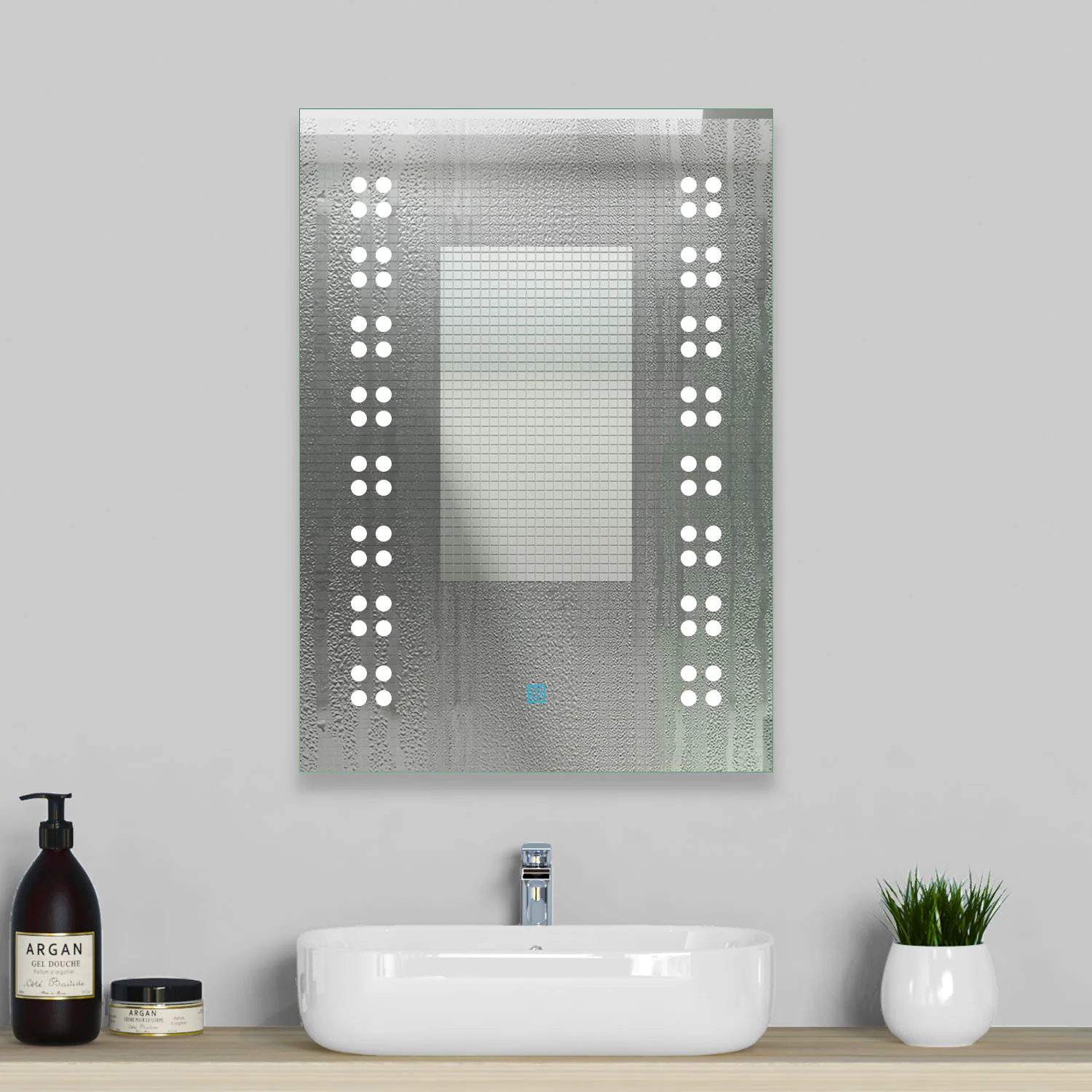 Aica Specchio da Bagno Rettangolare a LED Specchio da Toeletta Specchio da Parete, Luce Bianca 6000K, Antiappannamento, Tocco,IP44 - Image 4