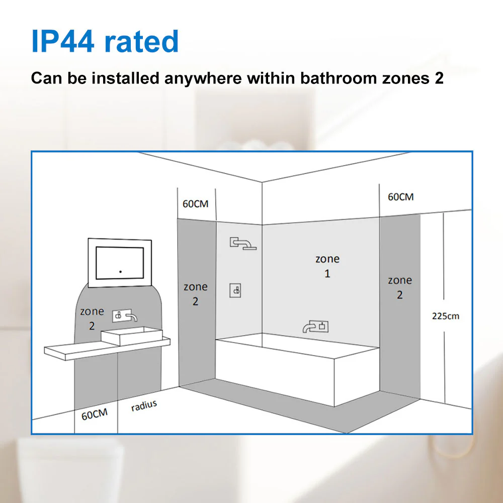 Aica Specchio da Bagno Rettangolare a LED Specchio da Toeletta Specchio da Parete, Luce Bianca 6000K, Antiappannamento, Tocco,IP44 - Image 8