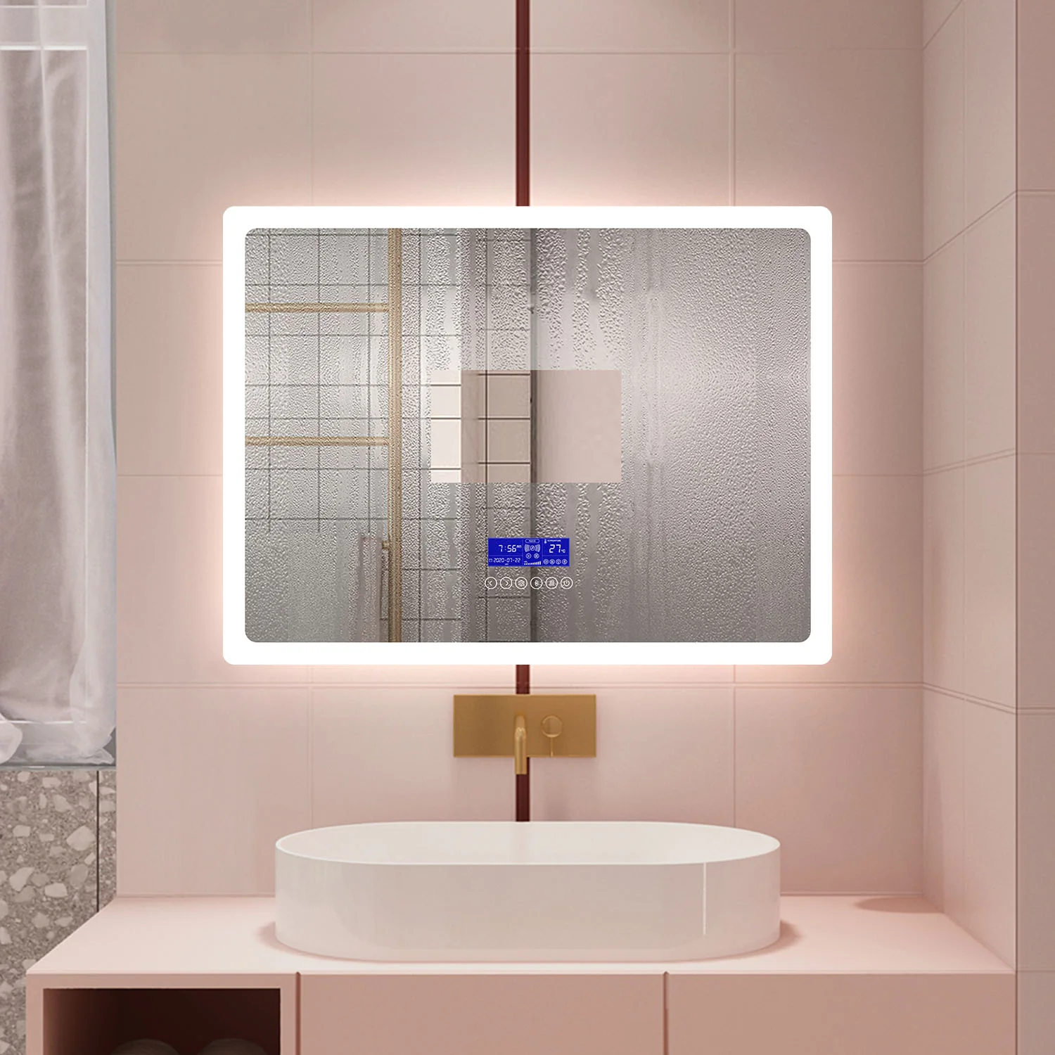 Aica Quadrato LED Specchio da Bagno Specchio Cosmetico 6000K Bianco Freddo Soft Light Touch Control - Image 3