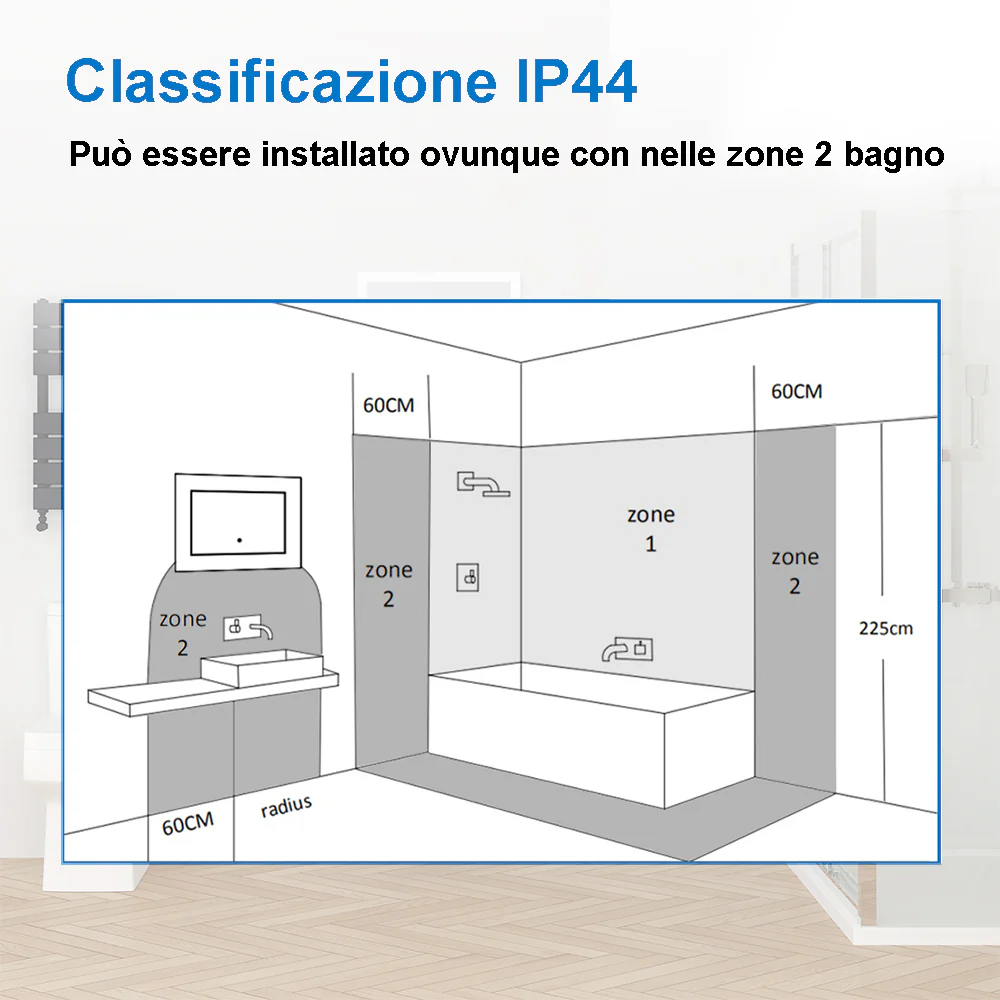 Specchio da Bagno Quadrato 50X70 cm a LED, Specchio da Trucco, Luce Bianca Morbida 6000K, Interruttore Tattile - Image 7