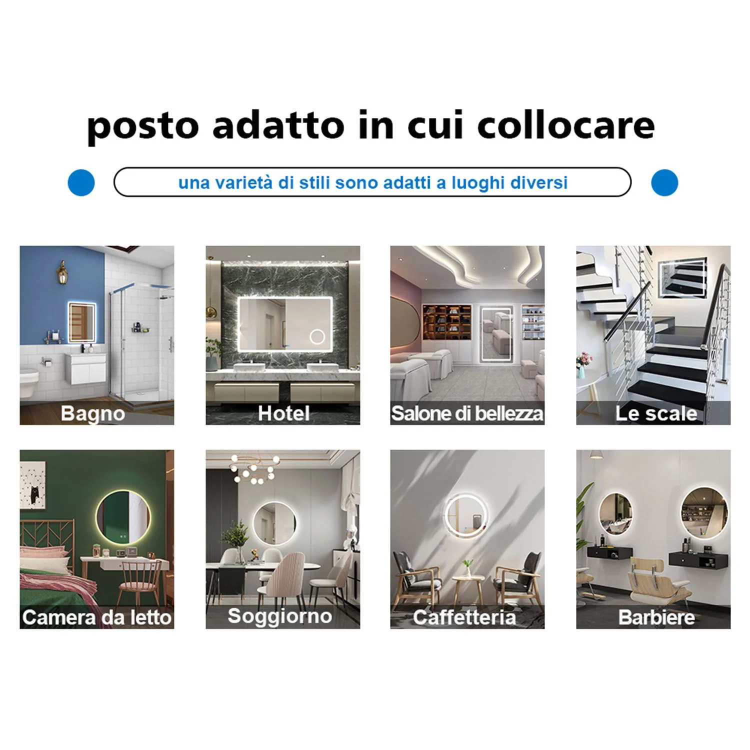 Aica Specchio da bagno rotondo da parete con LED , Anti-appannamento, Luce Bianca Fredda 6000K, Tocco Intelligente, Retroilluminato - Image 7