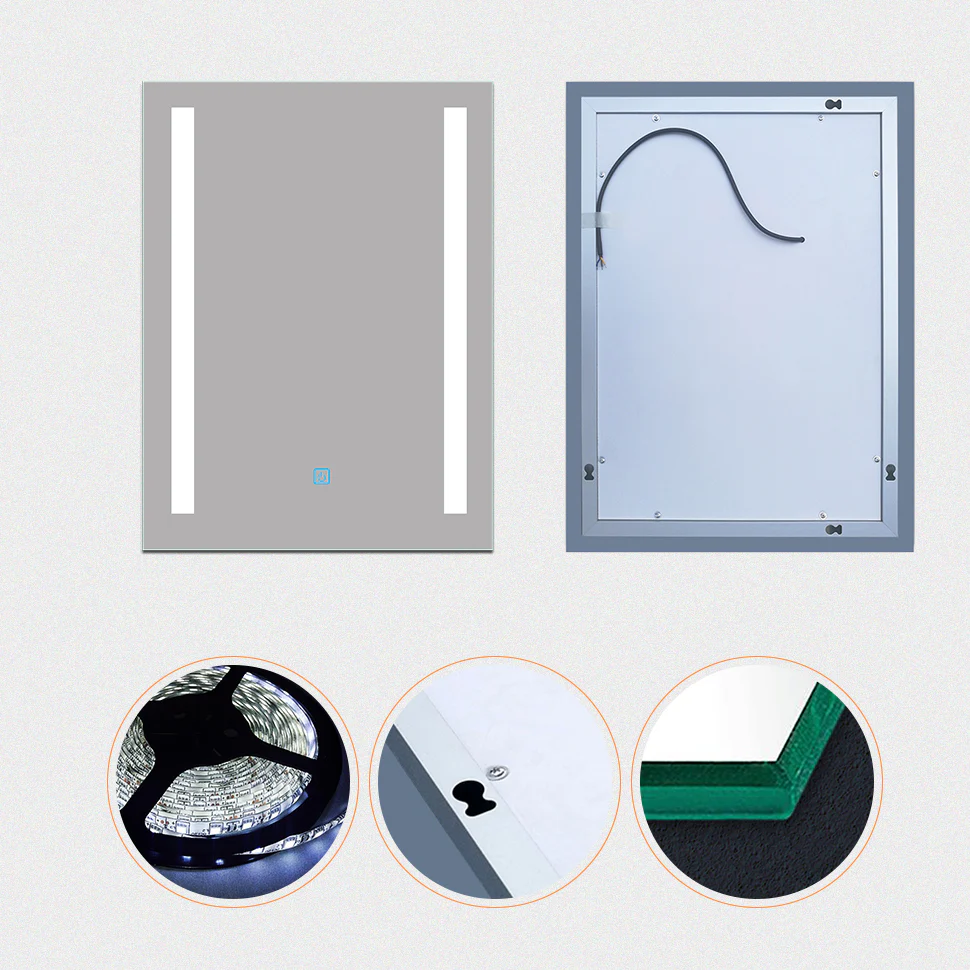 Aica60 × 45 cm LED Quadrato Specchio da Bagno Anti-appannamento Interruttore Touch ControlAica60 × 45 cm LED Quadrato Specchio da Bagno Anti-appannamento Interruttore Touch Control - Image 6
