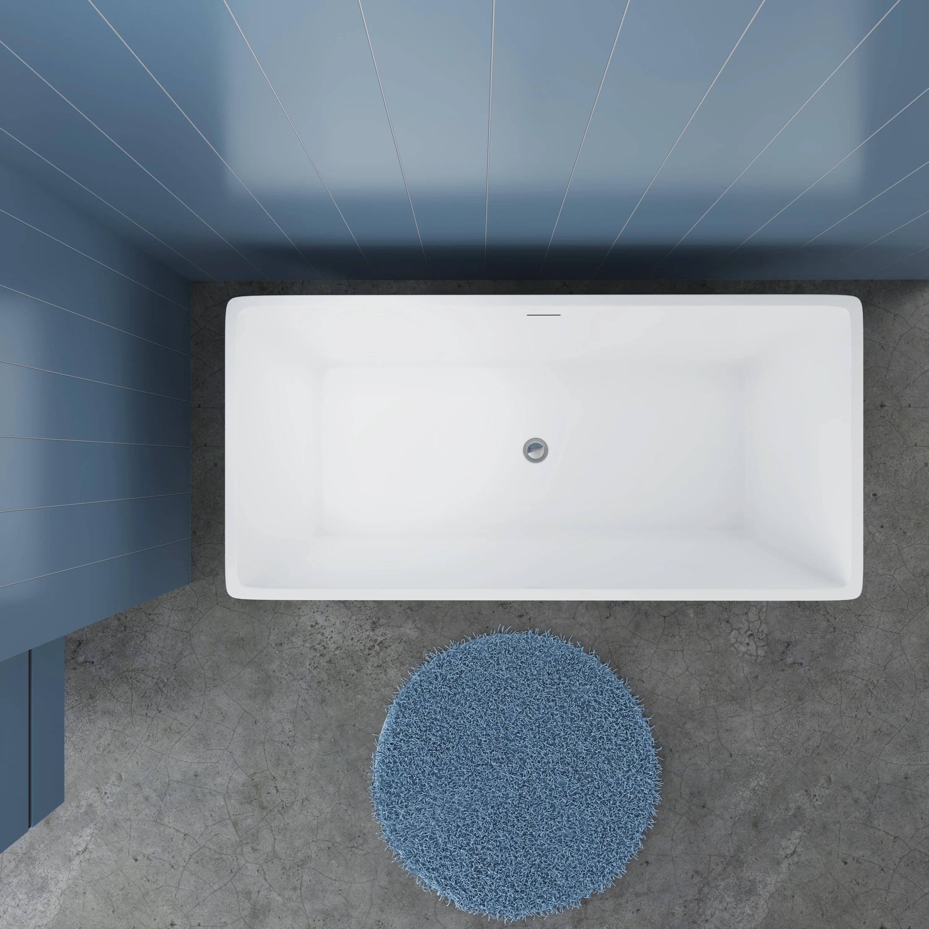 Vasca da Bagno a Isola Freestanding in Acrilico da 170x80x58 cm/150x72x56 cm, Colore Bianco, Forma Rettangolare - Image 10