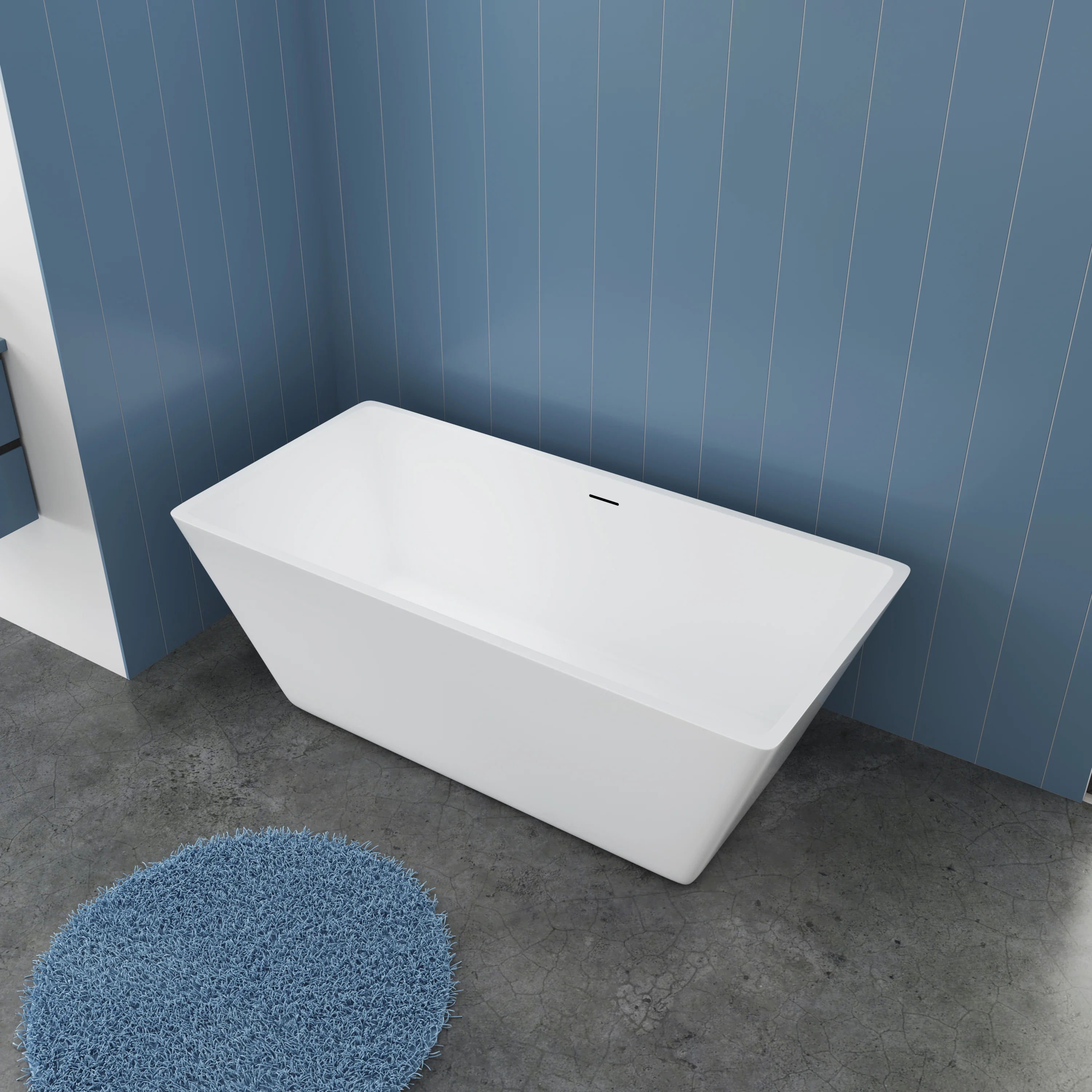 Vasca da Bagno a Isola Freestanding in Acrilico da 170x80x58 cm/150x72x56 cm, Colore Bianco, Forma Rettangolare - Image 11