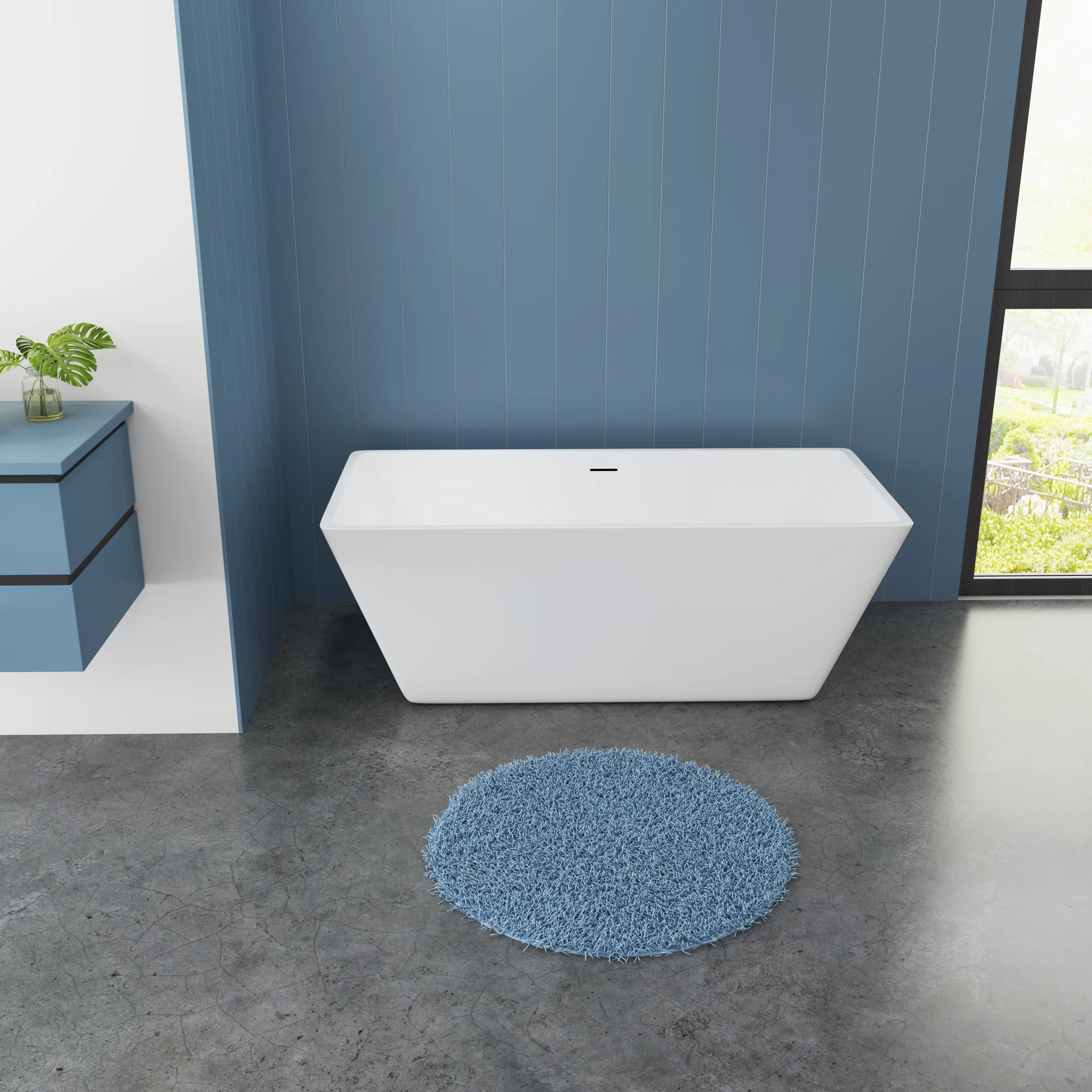 Vasca da Bagno a Isola Freestanding in Acrilico da 170x80x58 cm/150x72x56 cm, Colore Bianco, Forma Rettangolare - Image 9